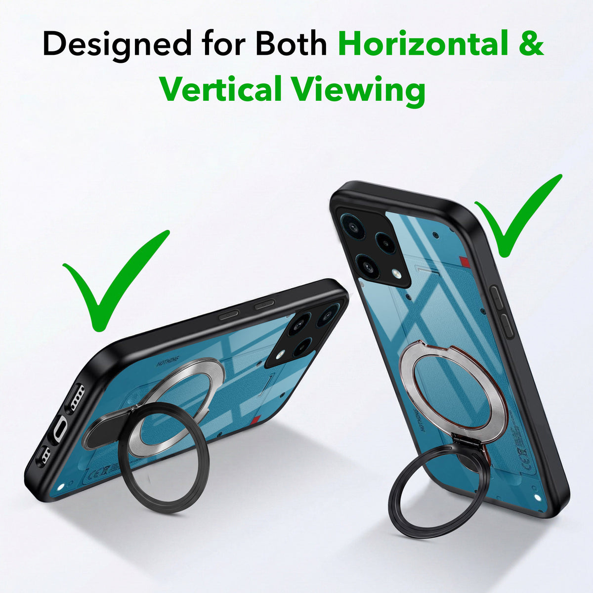 For Nothing Phone 3A Lite Back Cover Case (Kick Stand Ring Holder | Life time Anti Yellow | Camera Protection)