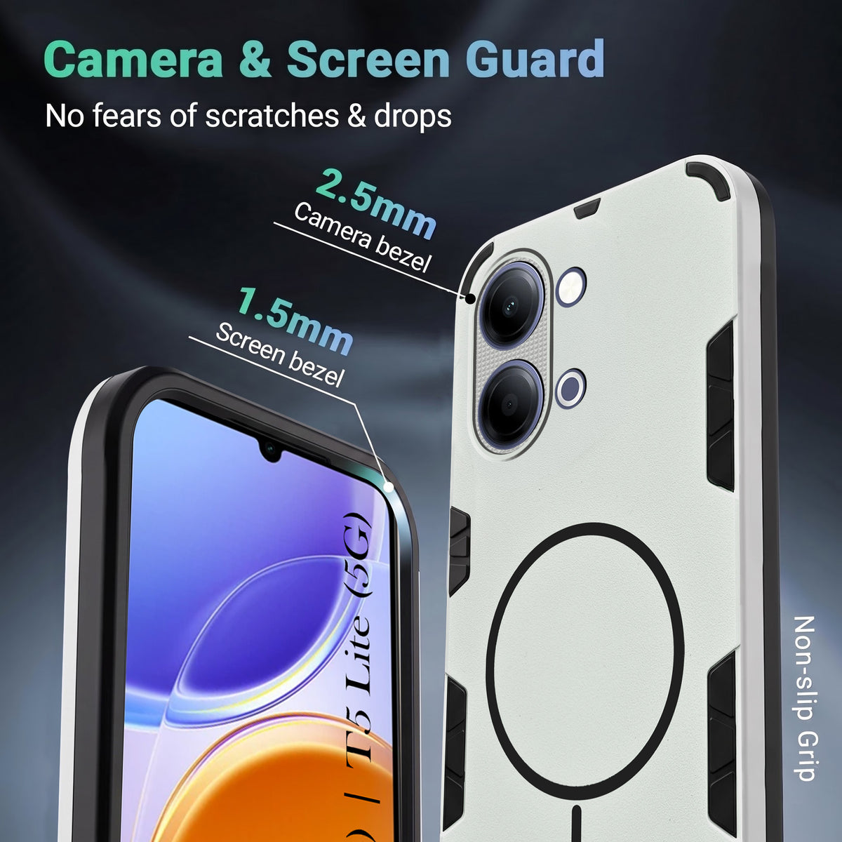 For Vivo Y05 (4G) | Vivo T5 Lite (5G)  Back Cover Case (Slim Hybrid Armor | Shockproof Camera Protection | Rugged Dual Layer)