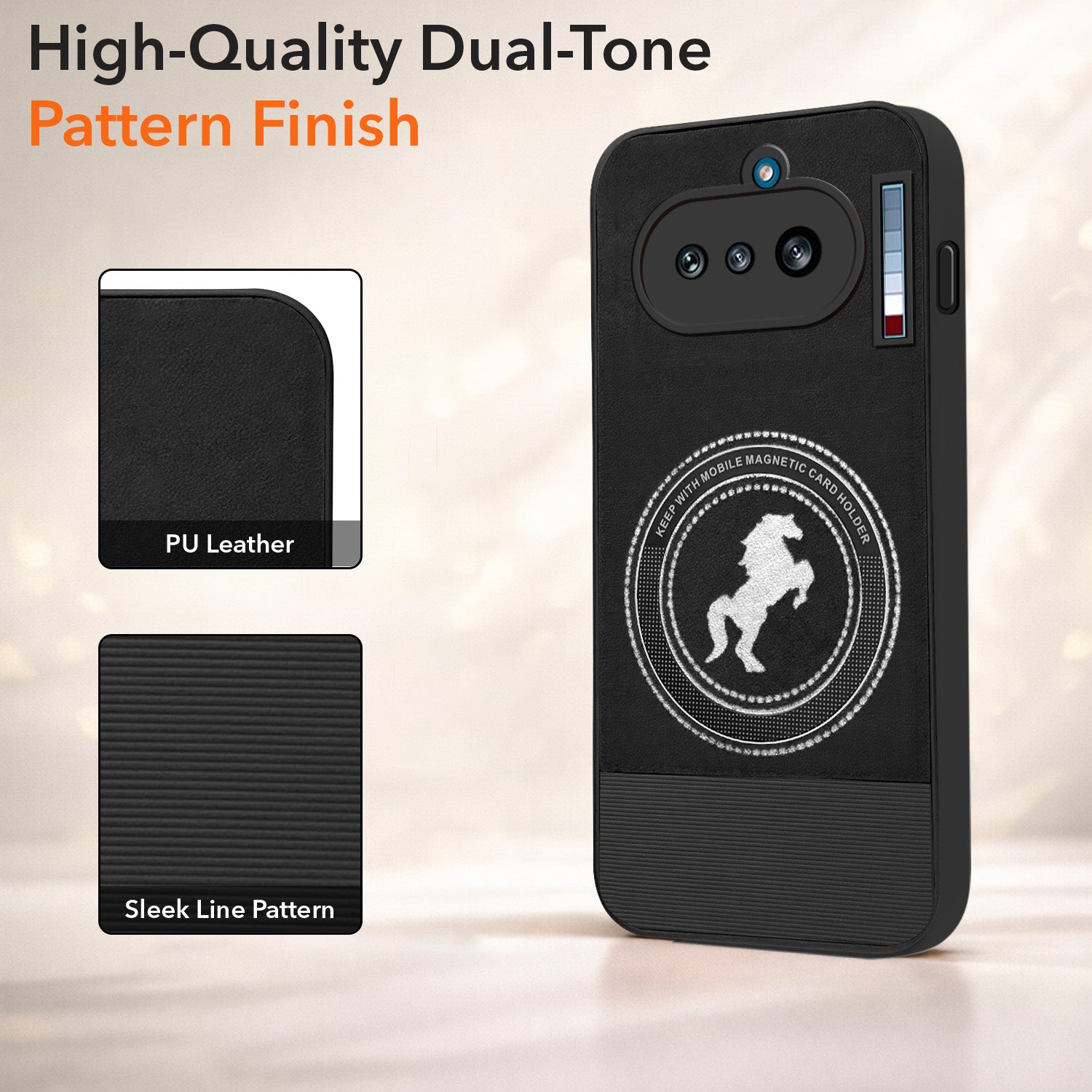 For Nothing Phone 4A 5G Back Cover Case PU Leather Finish (Professional Minimalist Texture | MagSafe Compatile | Camera Protection | Sleek Sober Formal)