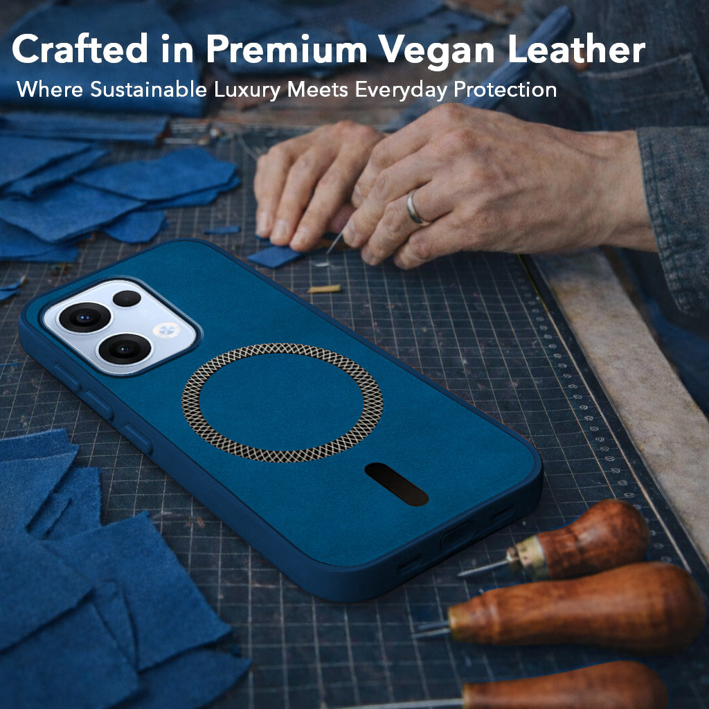 For Oppo Reno13 5G | Oppo Reno 13 5G Back Cover Case Leather Finish (MagSafe Compatible Wireless Charging | Soft Touch | Camera Bump Protection)