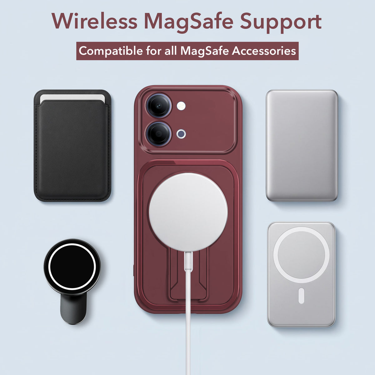 For Vivo iQOO Z11 Lite Back Case Cover Metallic (Hybrid Armor Kickstand | MagSafe Compatible | Camera Protection Shockproof)