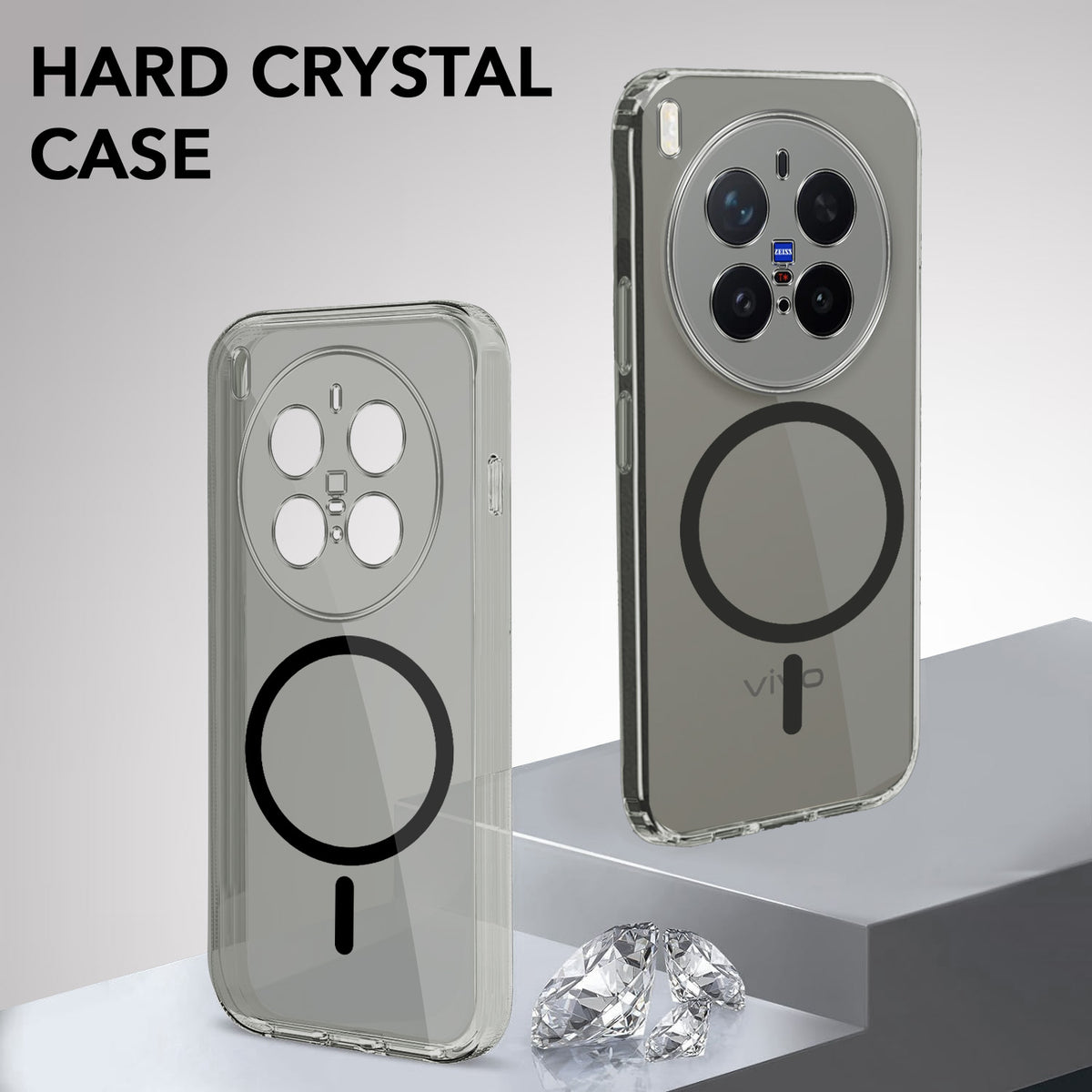 For Vivo X300 Pro Back Cover Case Lifetime Anti-Yellow MagSafe Compatible Clear (Sleek Hard Crystal | Shockproof and Camera Protection)