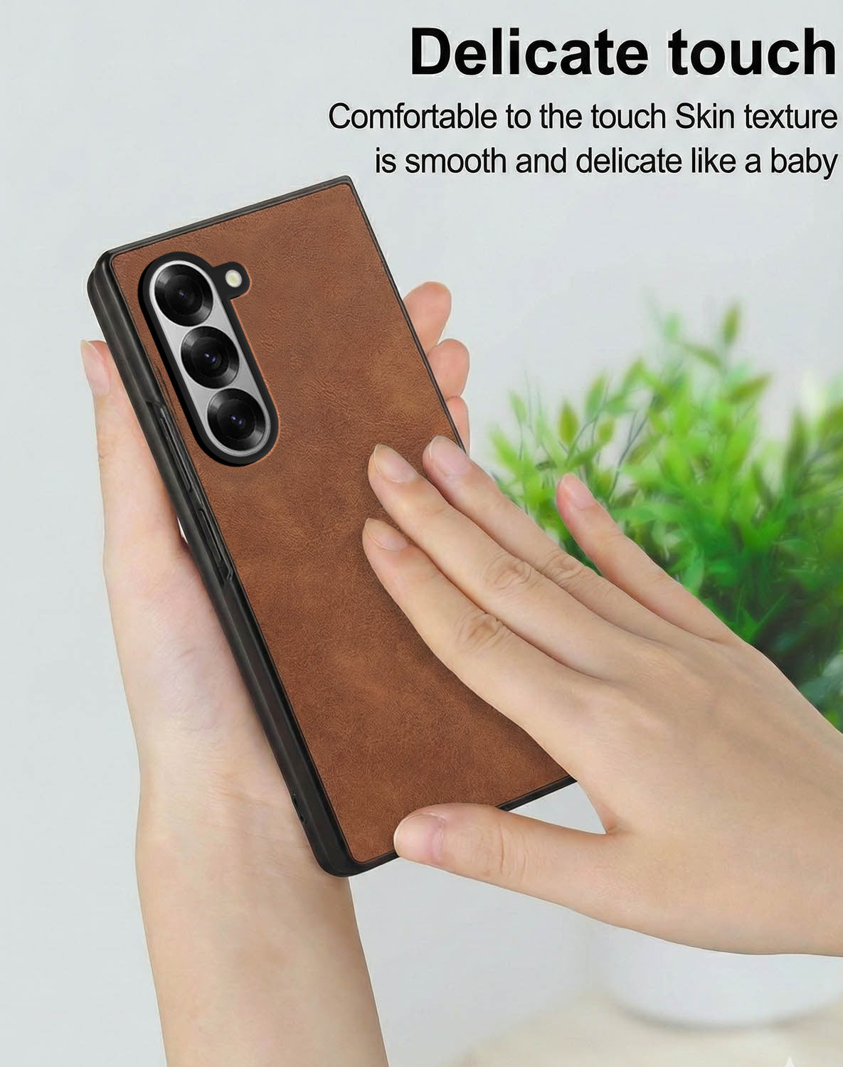 For Samsung Galaxy Z Fold 6 Back Case Cover Premium Genuine Leather (Integrated Front Screen Protector | Inside Microfiber Cloth)