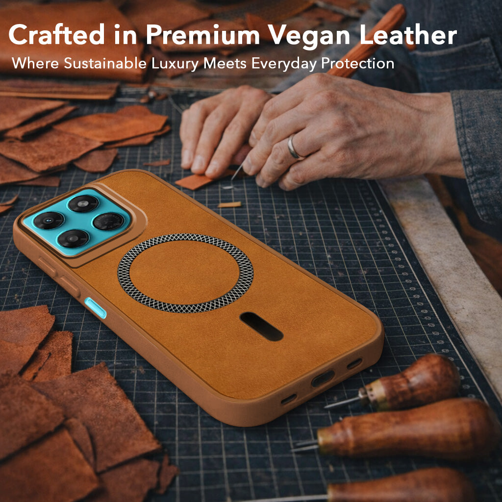 For Motorola Moto G37 Power Back Cover Case Leather Finish (MagSafe Compatible Wireless Charging | Soft Touch | Camera Bump Protection)