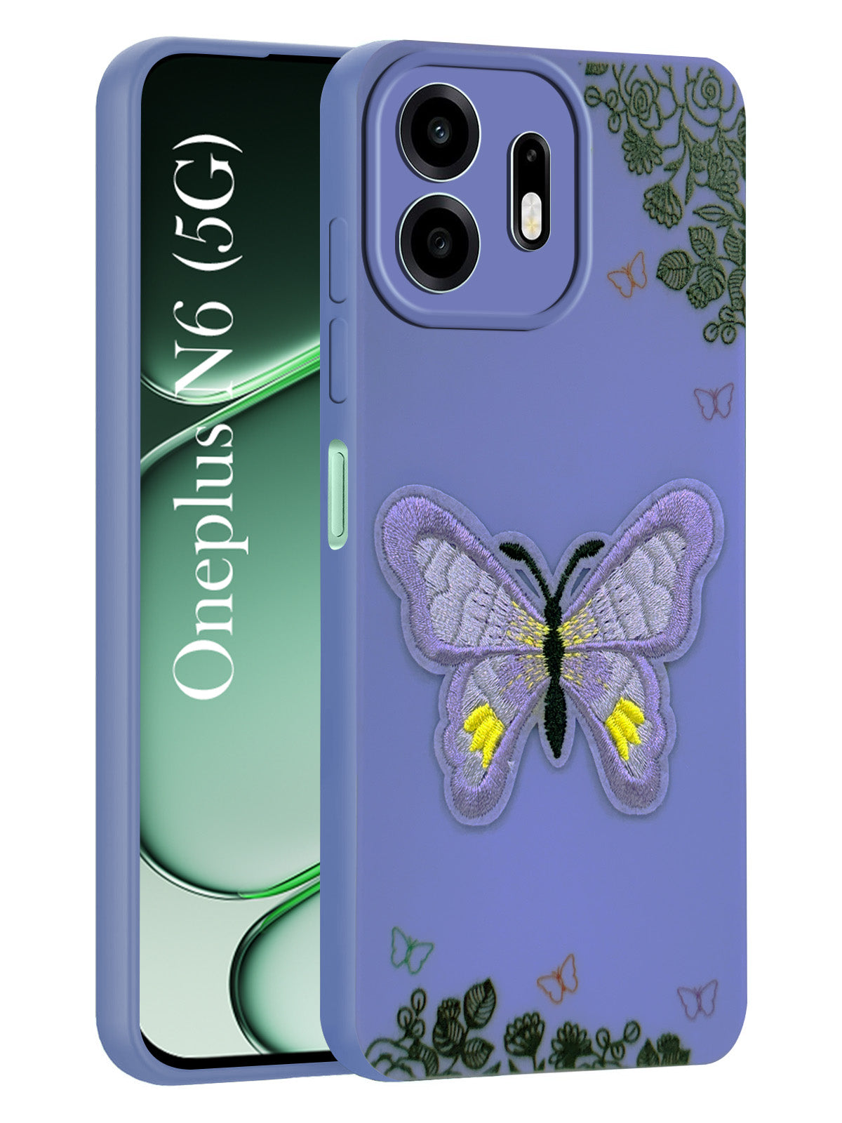 For OnePlus N6 Back Cover Case (Soft Butterfly Embroidery | Women Teen Girls | Camera Protection| Matte Silicone)