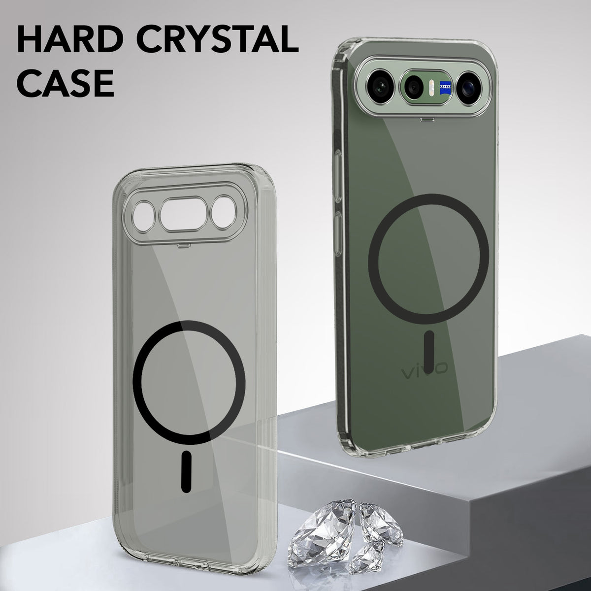 For Vivo X300 FE Back Cover Case Lifetime Anti-Yellow MagSafe Compatible Clear (Sleek Hard Crystal | Shockproof and Camera Protection)