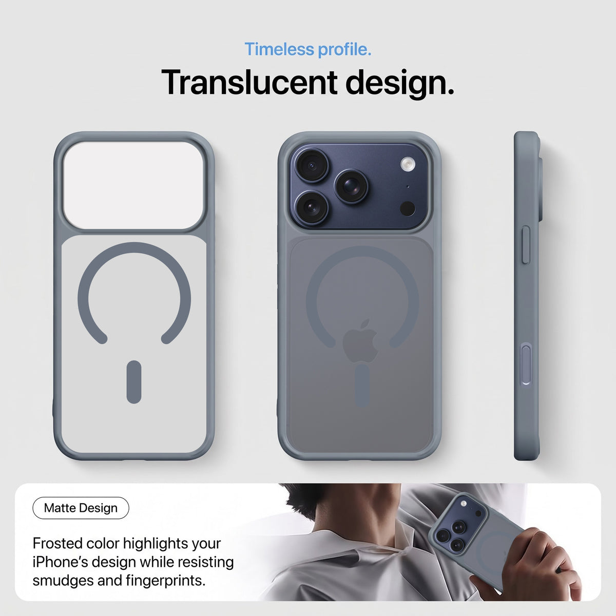 For Apple iPhone 17 Pro Max Matte Finish Back Case Cover (MagSafe Compatible | Translucent Soft Touch | Slim and Unbreakable)