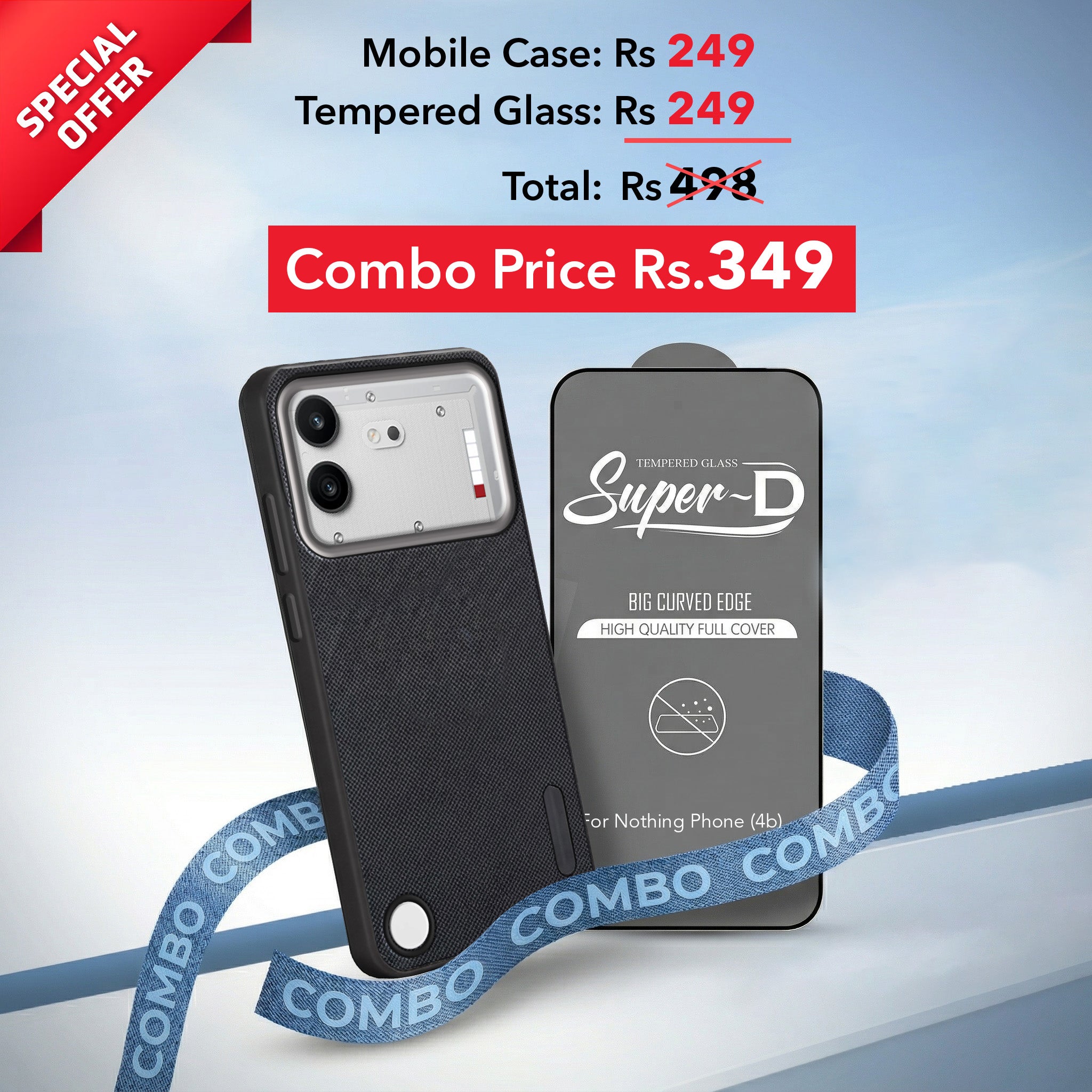 For Nothing Phone 4B 5G Combo (Textured Grip Design | Micro-Fiber Cloth Inside | Oleophobic Coating Screen Glass)