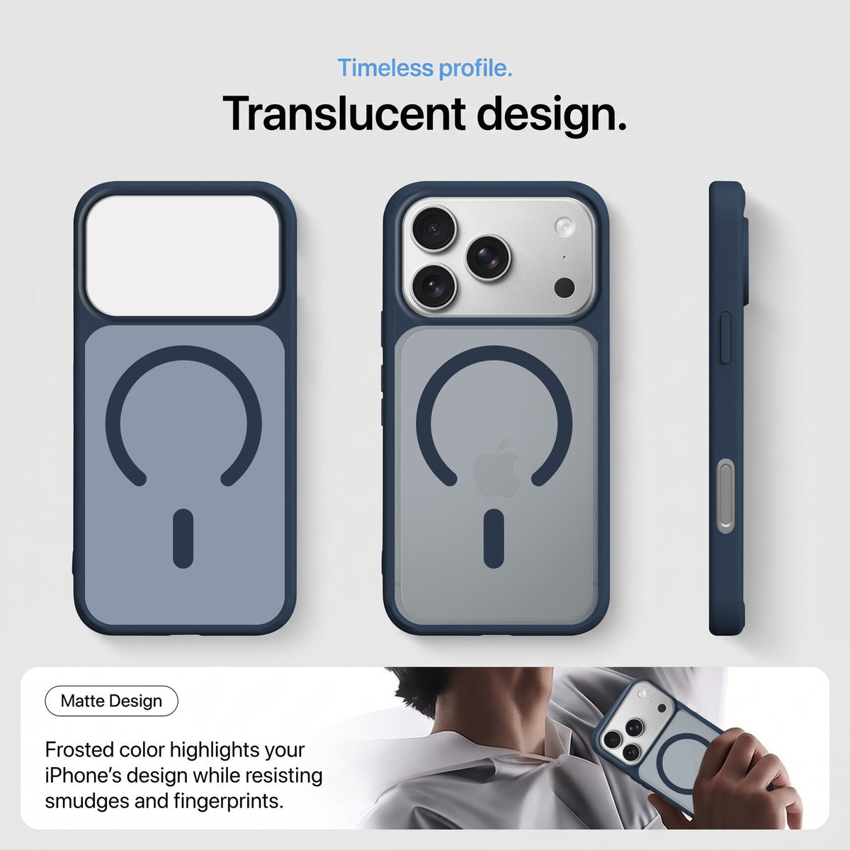 For Apple iPhone 17 Pro Matte Finish Back Case Cover (MagSafe Compatible | Translucent Soft Touch | Slim and Unbreakable)