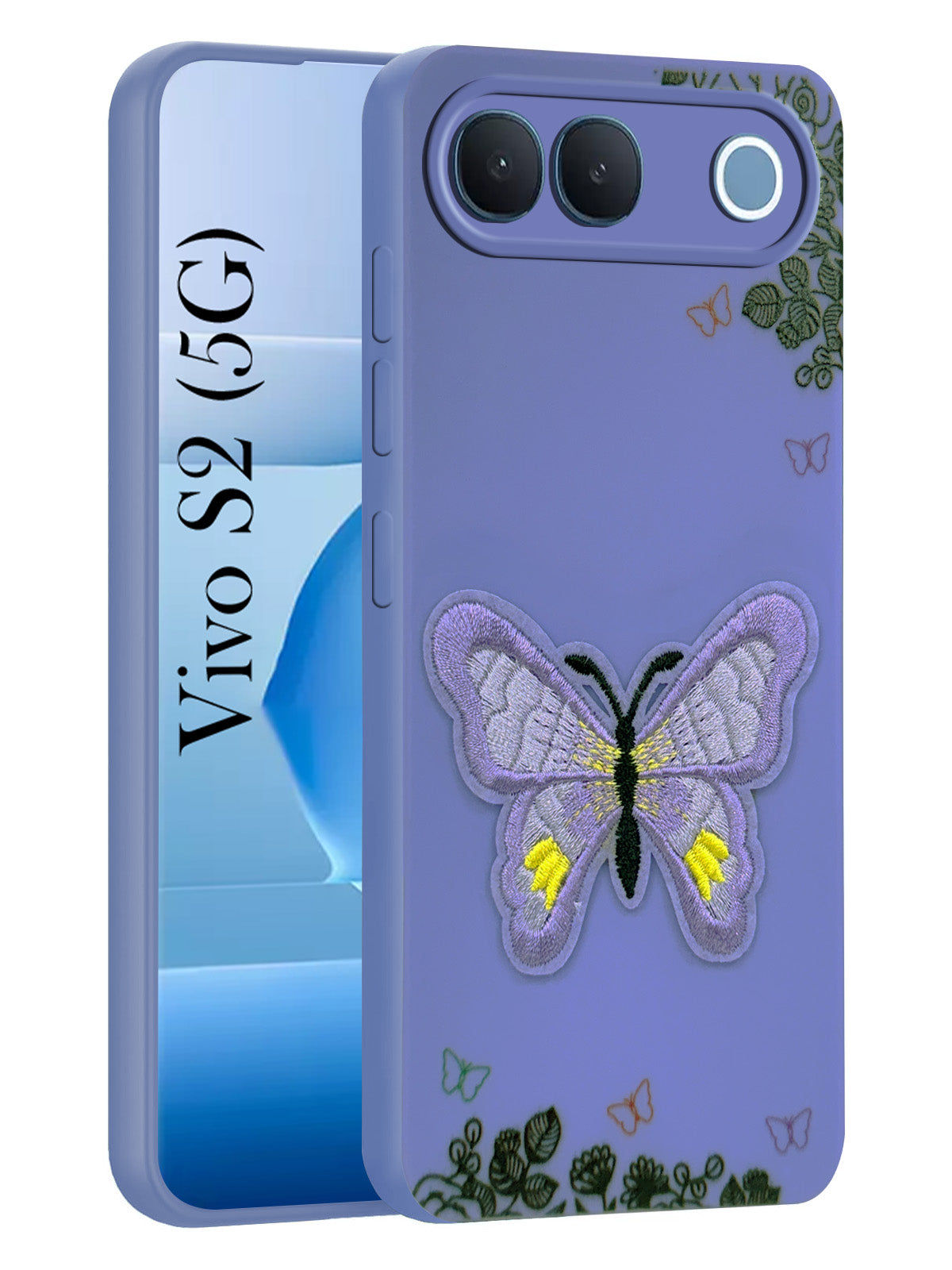 For Vivo S2 5G Back Cover Case (Soft Butterfly Embroidery | Women Teen Girls | Camera Protection| Matte Silicone)