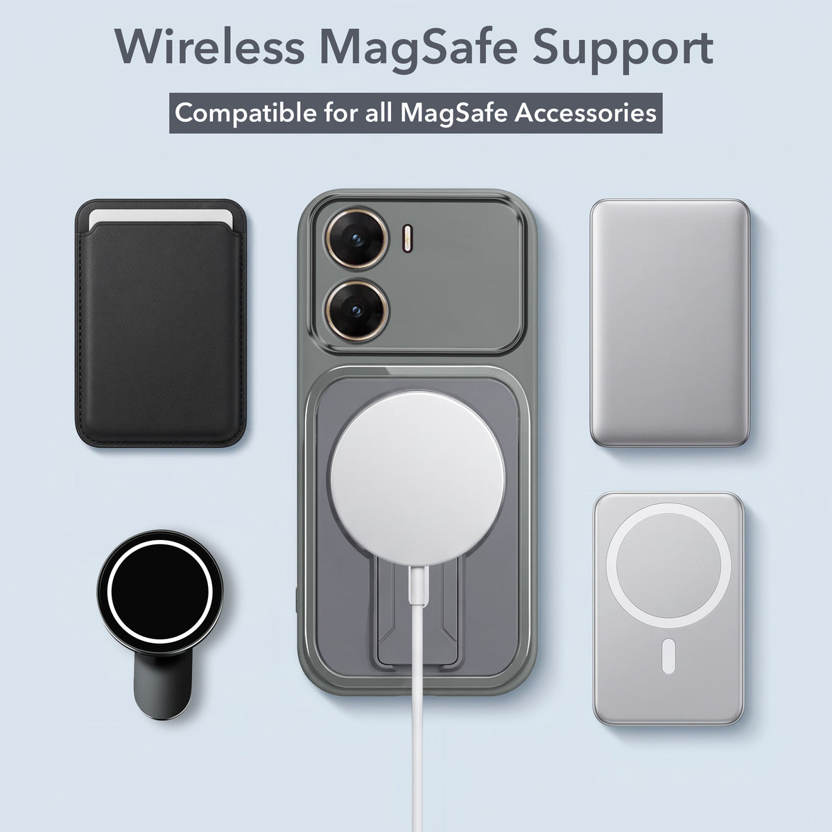 For Vivo V29e 5G Back Case Cover Metallic (Hybrid Armor Kickstand | MagSafe Compatible | Camera Protection Shockproof)