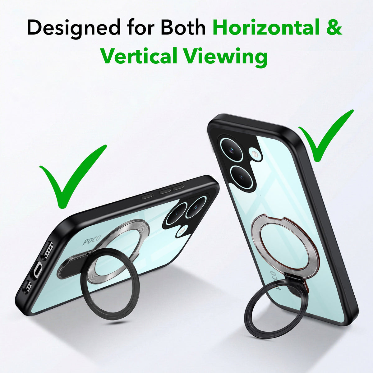 For Poco X8 Pro Back Cover Case (Kick Stand Ring Holder | Life time Anti Yellow | Camera Protection)