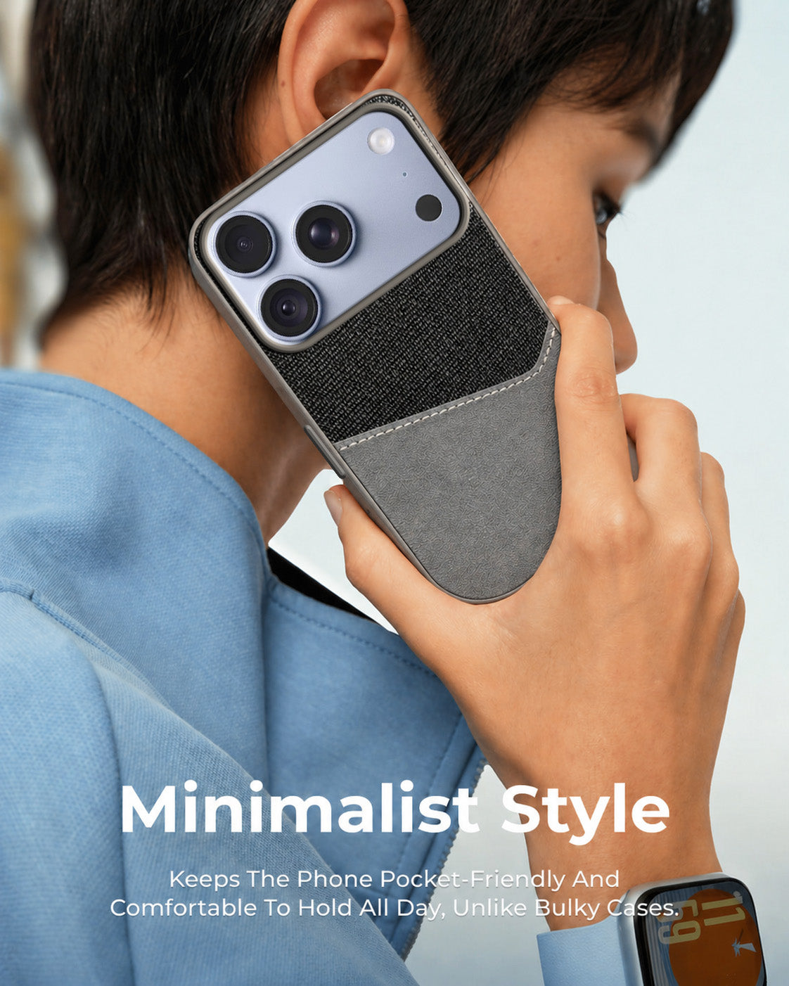 For Apple iPhone 18 Pro Back Cover Case (Dual PU Leather Stitch | Professional Minimalist | Soft and Flexible)