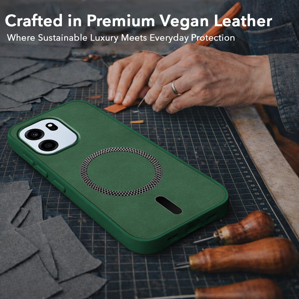 For Oneplus Nord CE 6 Back Cover Case Leather Finish (MagSafe Compatible Wireless Charging | Soft Touch | Camera Bump Protection)