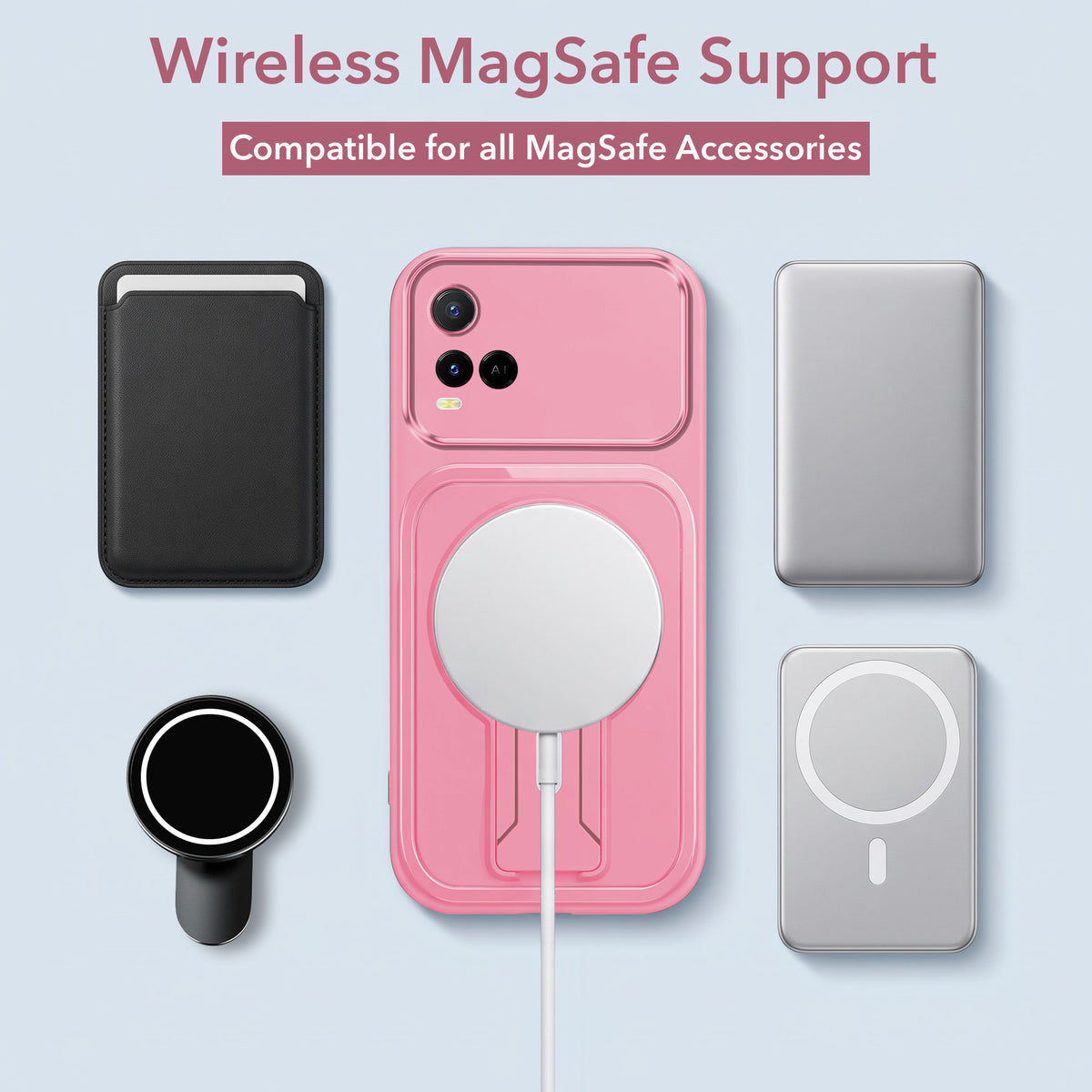For Vivo Y21 2021 Back Case Cover Metallic (Hybrid Armor Kickstand | MagSafe Compatible | Camera Protection Shockproof)