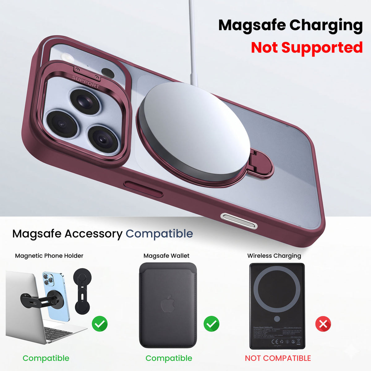 For Apple iPhone 18 Pro Max Back Cover Case Crystal (Lifetime Anti Yellow | Magnetic Ring Stand | Camera Lens Protection | MagSafe Compatible)