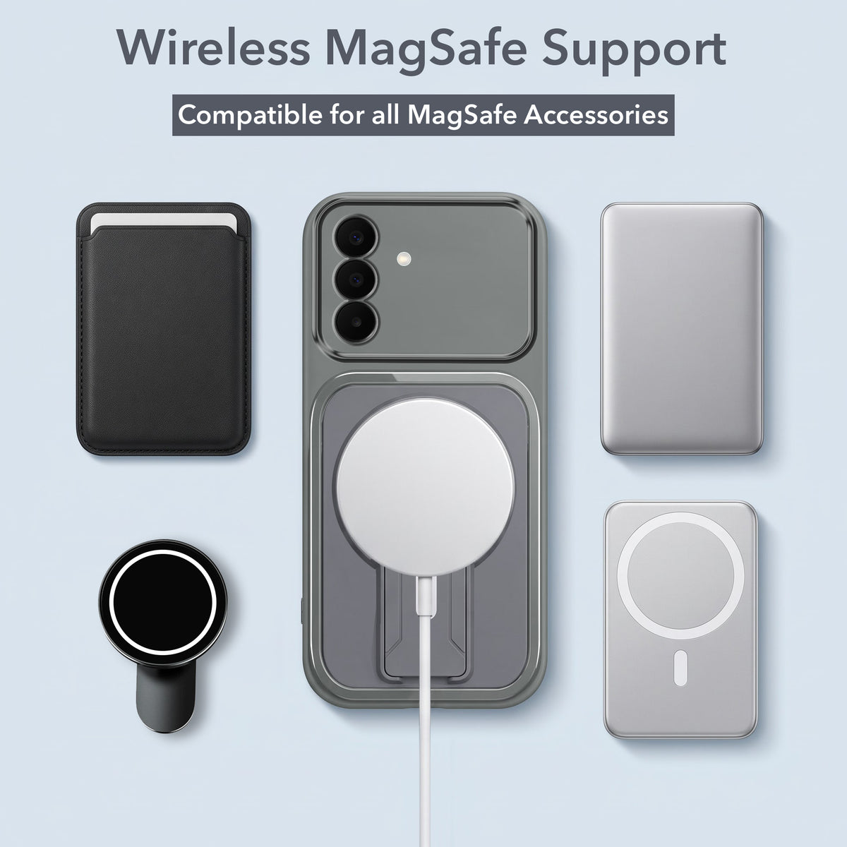 For Samsung Galaxy A27 5G | Galaxy M47 5G Back Case Cover Metallic (Hybrid Armor Kickstand | MagSafe Compatible | Camera Protection Shockproof)