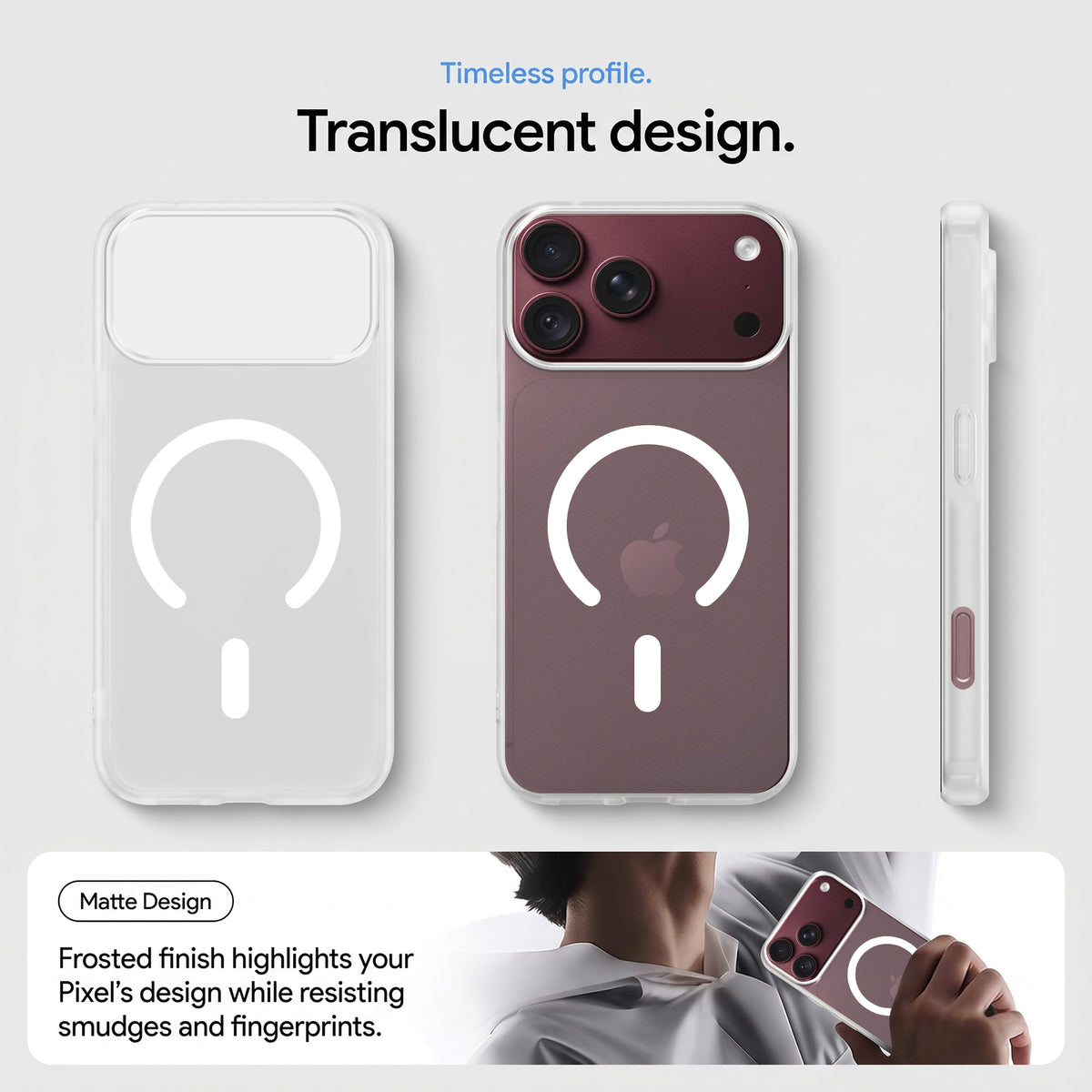 For Apple iPhone 18 Pro Matte Finish Back Case Cover (MagSafe Compatible | Translucent Soft Touch | Slim and Unbreakable)