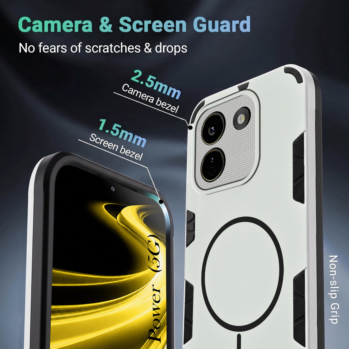 For Poco X8 Power Back Cover Case (Slim Hybrid Armor | Shockproof Camera Protection | Rugged Dual Layer)