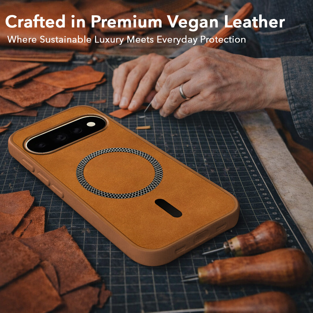 For Google Pixel 11 Pro Back Cover Case Leather Finish (MagSafe Compatible Wireless Charging | Soft Touch | Camera Bump Protection)
