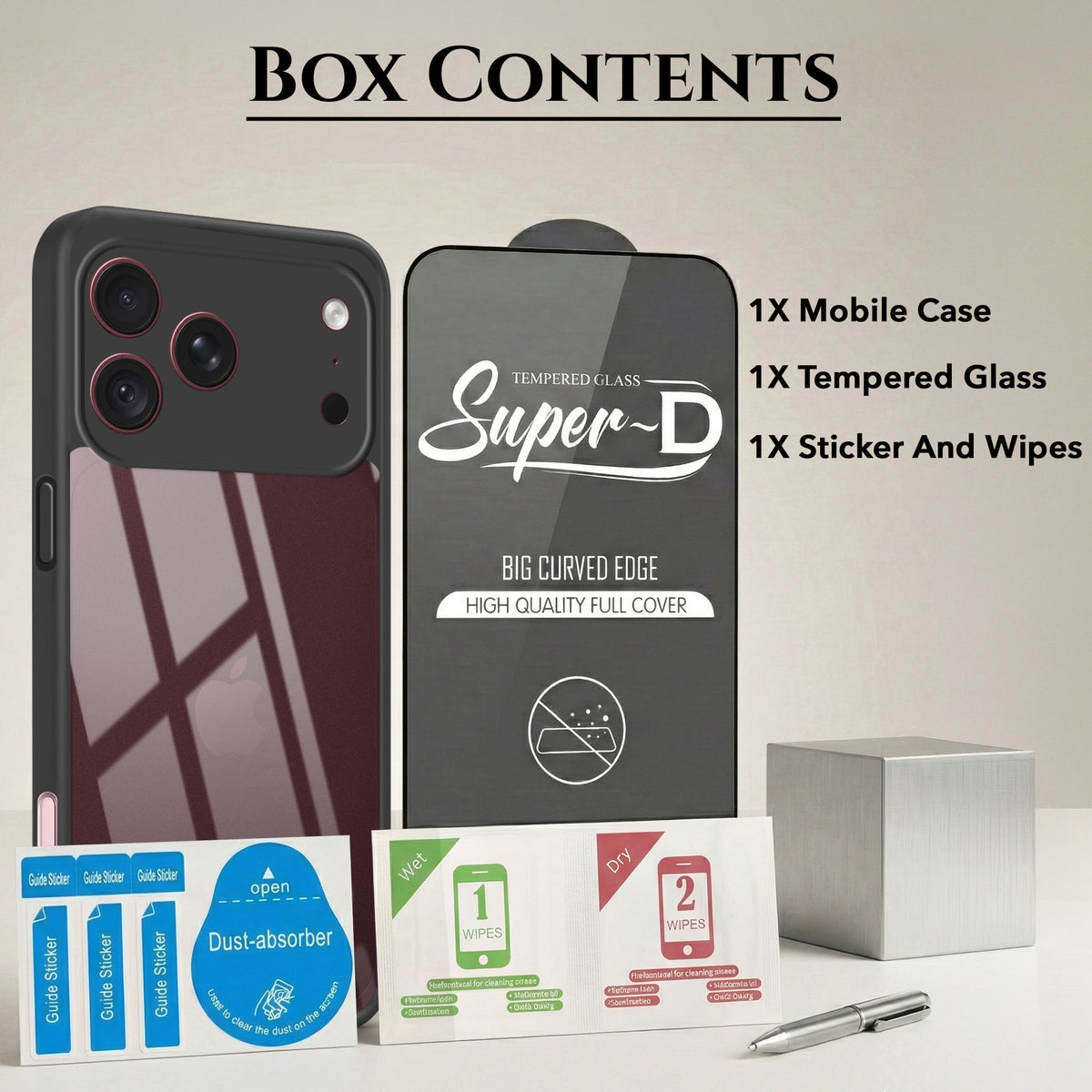 For Apple iPhone 18 Pro Max (Combo with Back Cover and 9H Tempered Glass (Lifetime Anti-Yellow | Crystal Clear Shockproof | Oleophobic Coating Screen Glass)