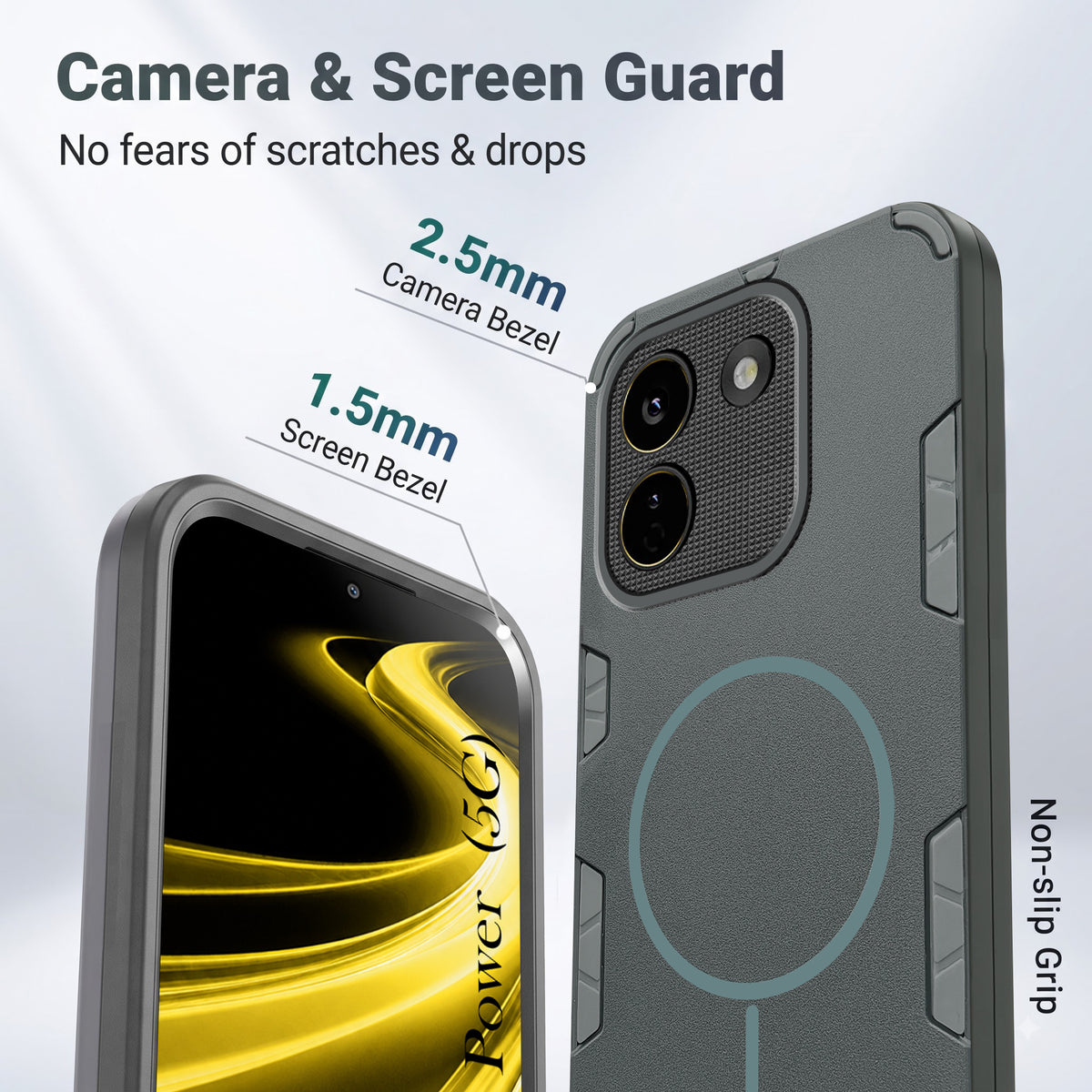 For Poco X8 Power Back Cover Case (Slim Hybrid Armor | Shockproof Camera Protection | Rugged Dual Layer)