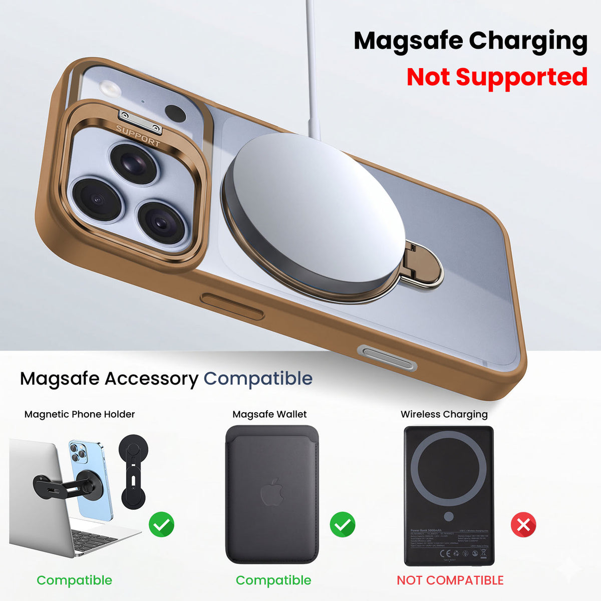 For Apple iPhone 18 Pro Max Back Cover Case Crystal (Lifetime Anti Yellow | Magnetic Ring Stand | Camera Lens Protection | MagSafe Compatible)