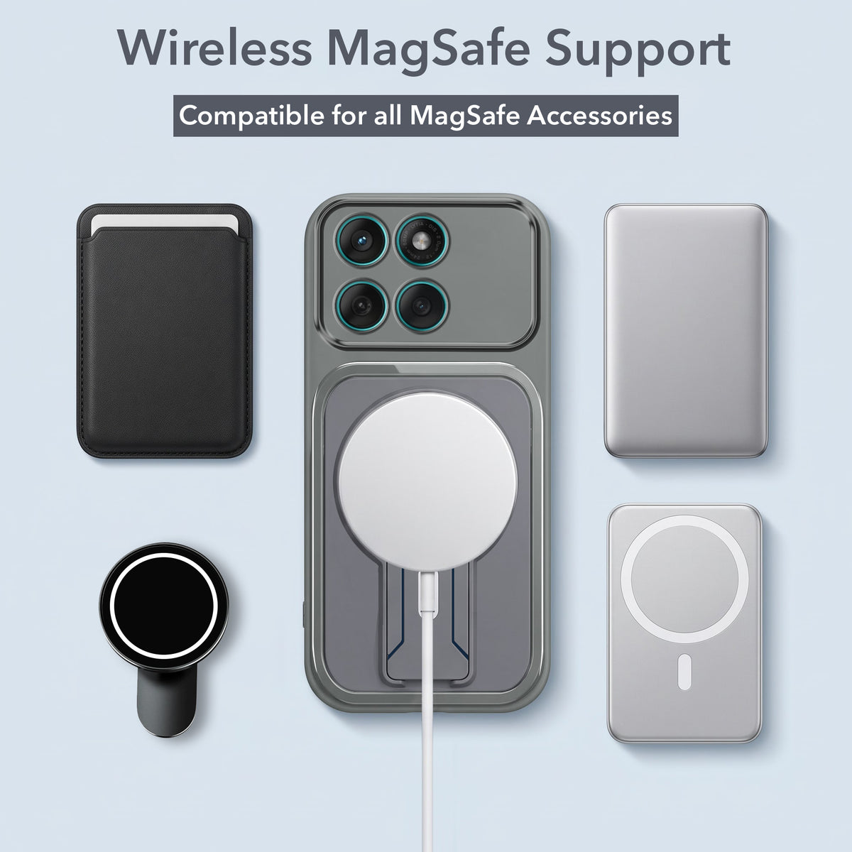 For Motorola Moto Edge 60 Fusion Back Case Cover Metallic (Hybrid Armor Kickstand | MagSafe Compatible | Camera Protection Shockproof)