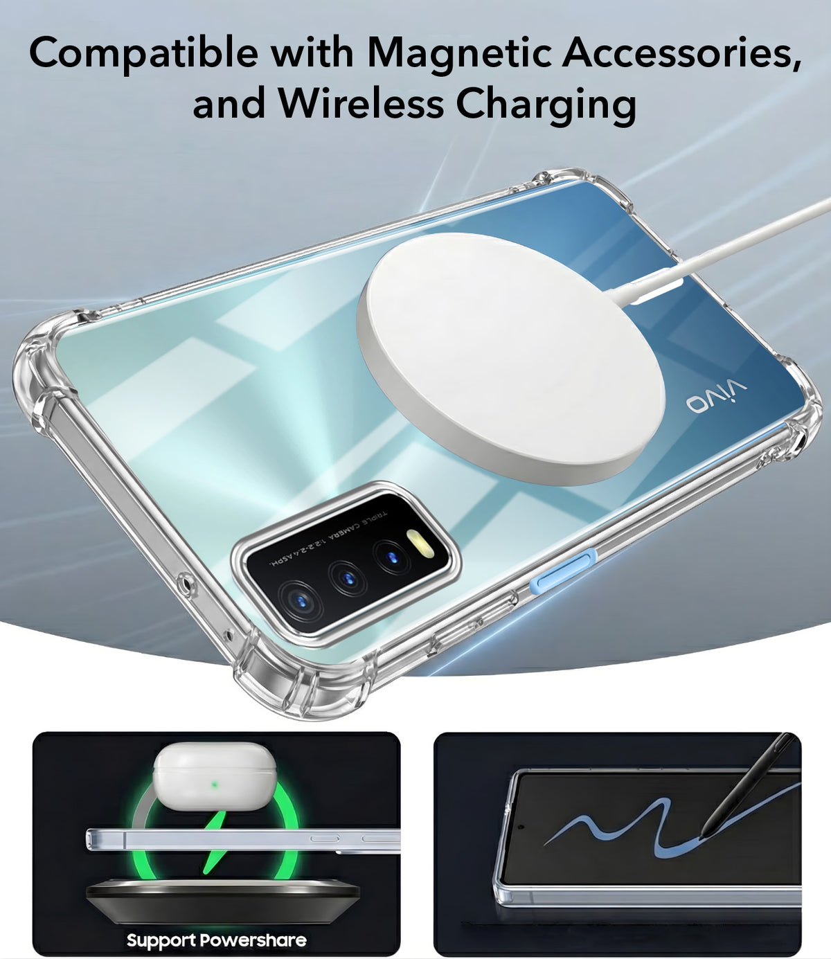 For Vivo Y20 | Y20i Back Cover Shockproof Crystal-Clear (Magsafe Wireless Support | Drop & Camera Protection | Hard Polycarbonate)