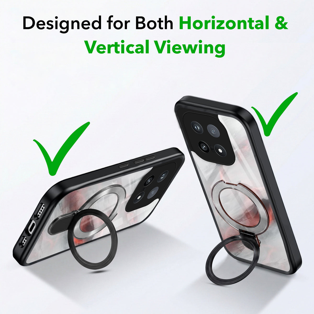 For Vivo iQOO 15 5G Back Cover Case (Kick Stand Ring Holder | Life time Anti Yellow | Camera Protection)