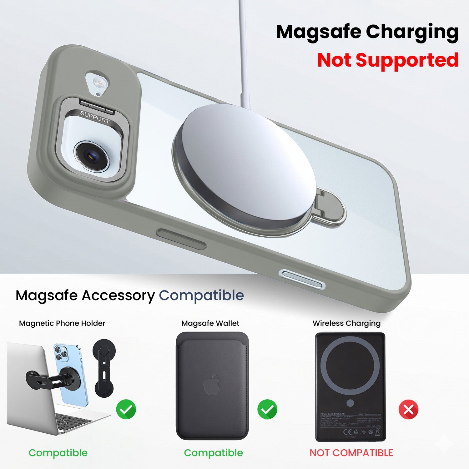 For Apple iPhone 17 Air Back Cover Case Crystal (Lifetime Anti Yellow | Magnetic Ring Stand | Camera Lens Protection | MagSafe Compatible)