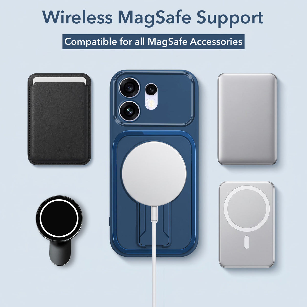 For Oppo Reno 16 Back Case Cover Metallic (Hybrid Armor Kickstand | MagSafe Compatible | Camera Protection Shockproof)