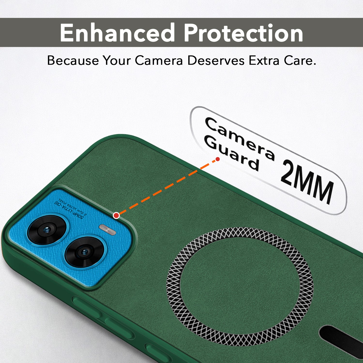 For Motorola Moto G96 Back Cover Case Leather Finish (MagSafe Compatible Wireless Charging | Soft Touch | Camera Bump Protection)