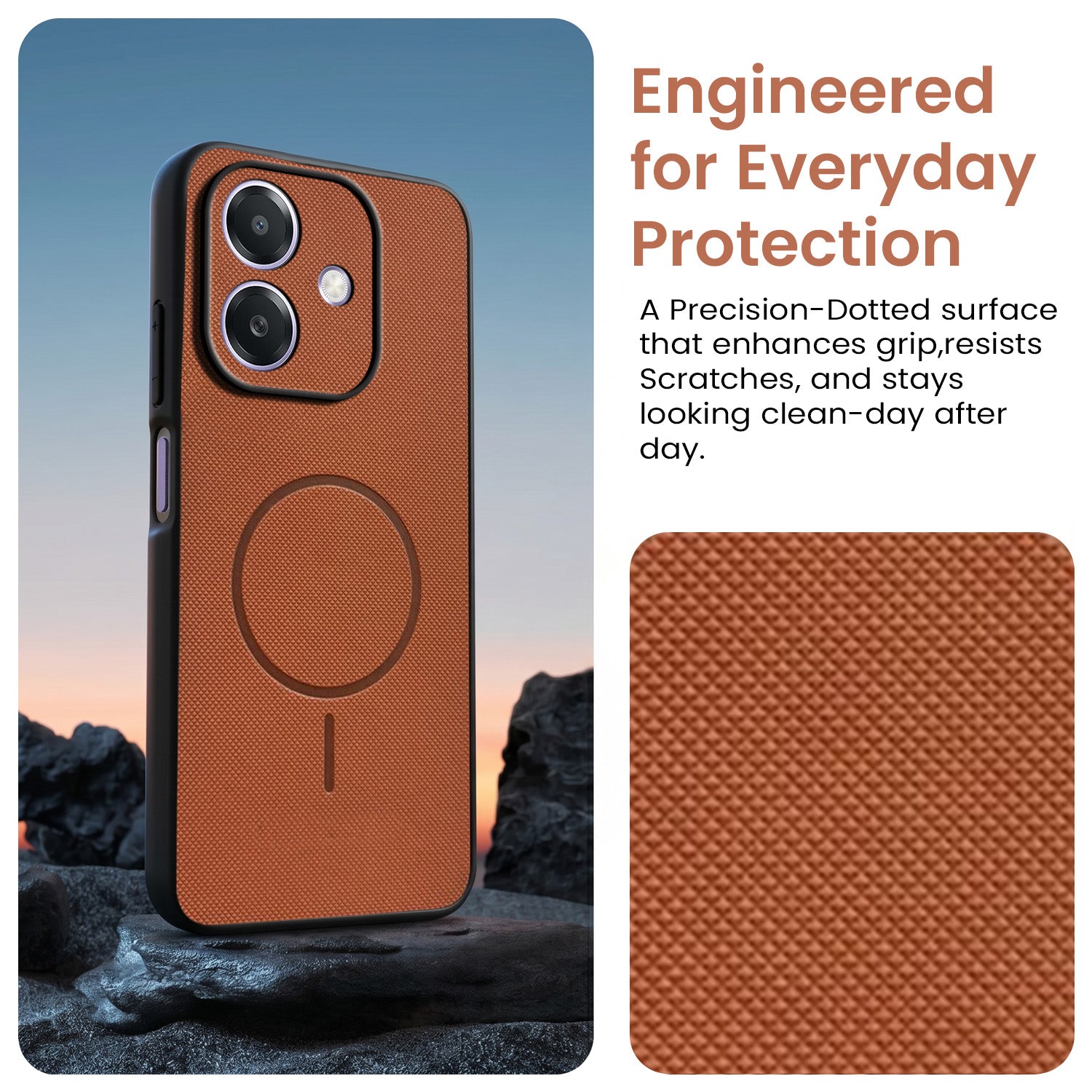 For Oppo A3X (4G/5G) | Oppo A3 5G Back Cover Case PU Leather (Texture Grip Design | Professional Minimalist | Camera Protection | Soft and Flexible)