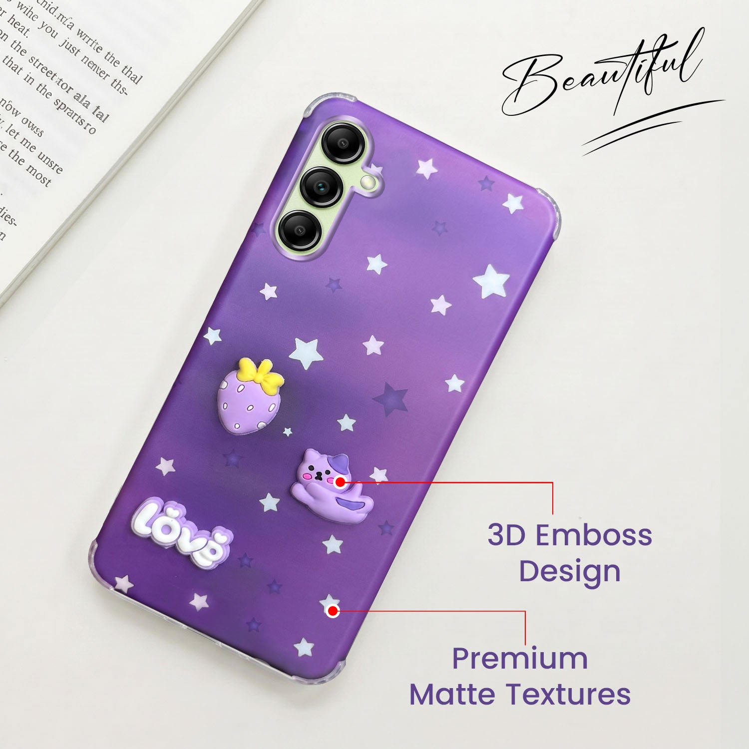 For Samsung Galaxy A14 4G | 5G Back Cover Case (3D Cute Cartoons | Hard Back Side Soft | Matte Premium Finish | HD Printing)