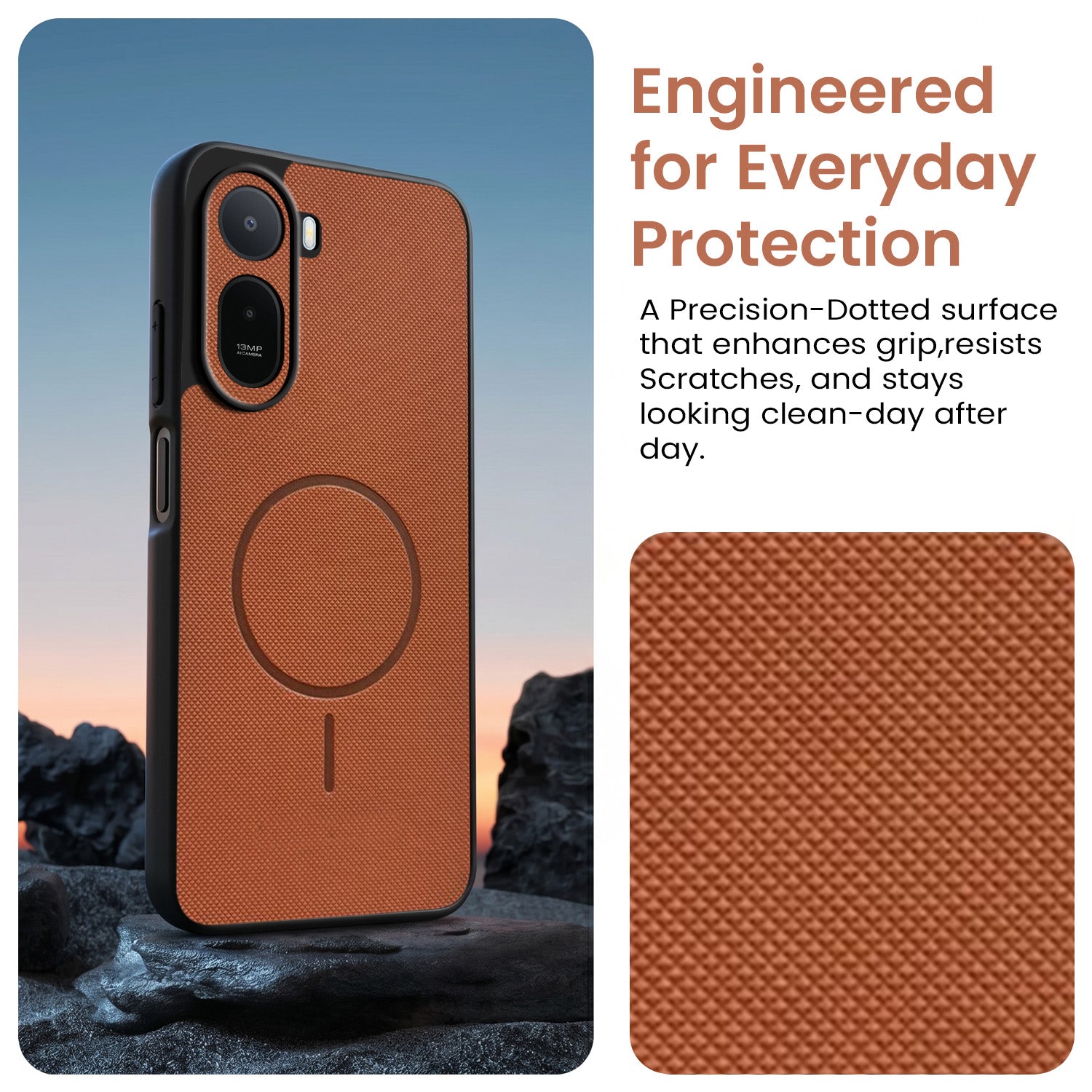 For Redmi A7 Pro 5G Back Cover Case PU Leather (Texture Grip Design | Professional Minimalist | Camera Protection | Soft and Flexible)