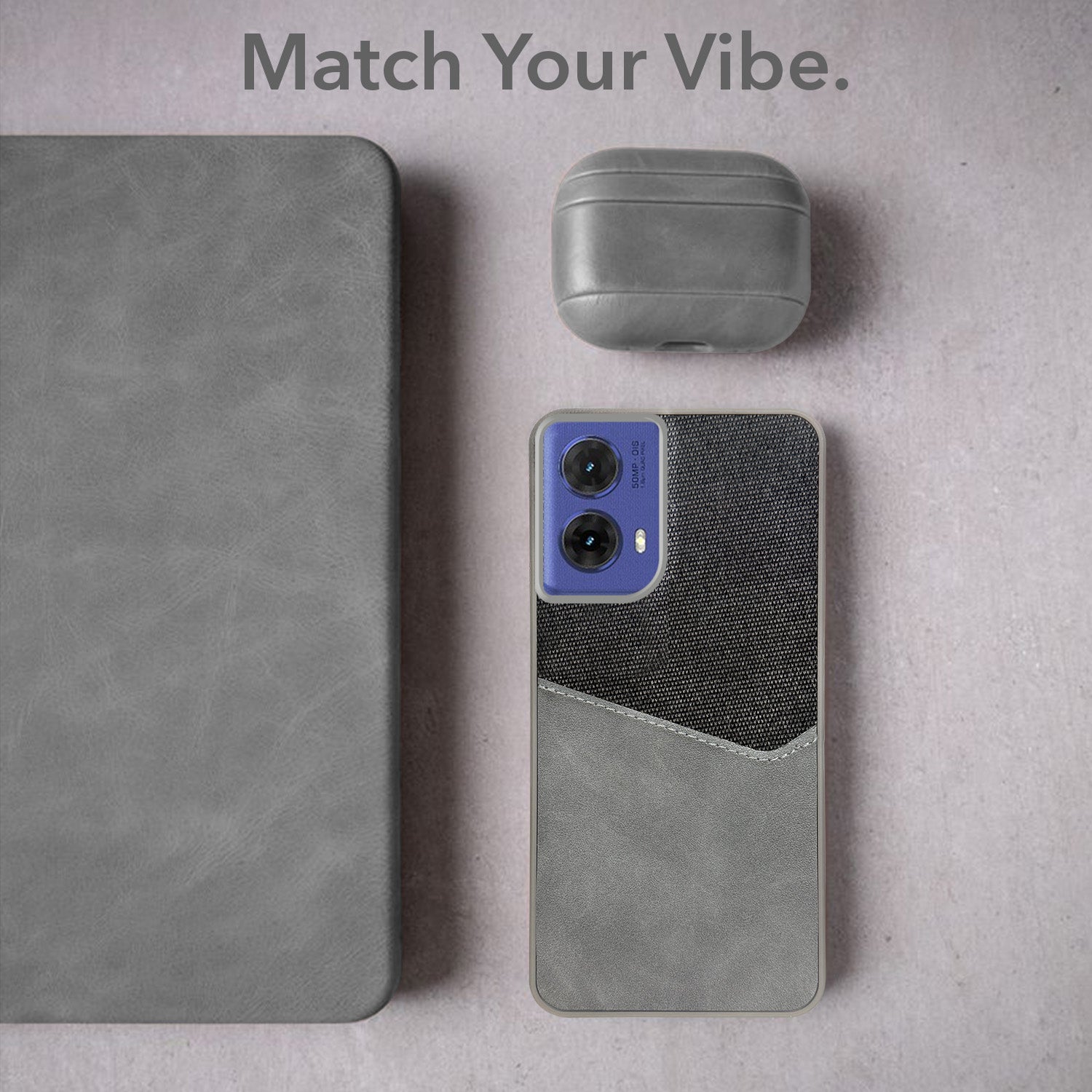 For Motorola Moto G85 Back Cover Case (Dual PU Leather Stitch | Professional Minimalist | Soft and Flexible)