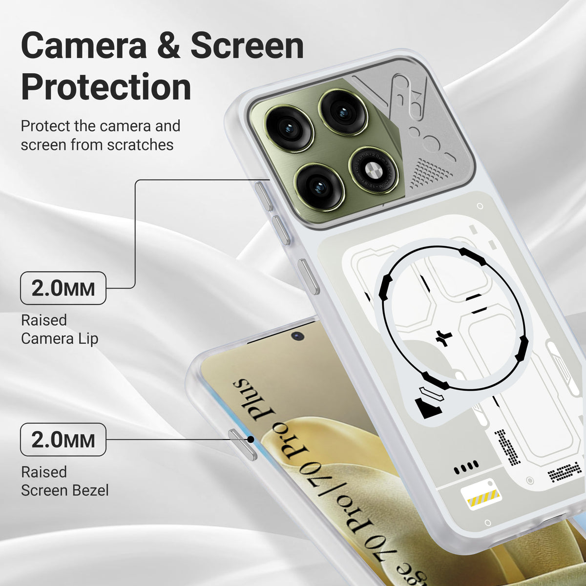 For Motorola Edge 70 Pro | Edge 70 Pro Plus Metallic Back Cover Case (Metallic Camera Protection & Buttons | Translucent Milky Shade | Hard Polycarbonate)