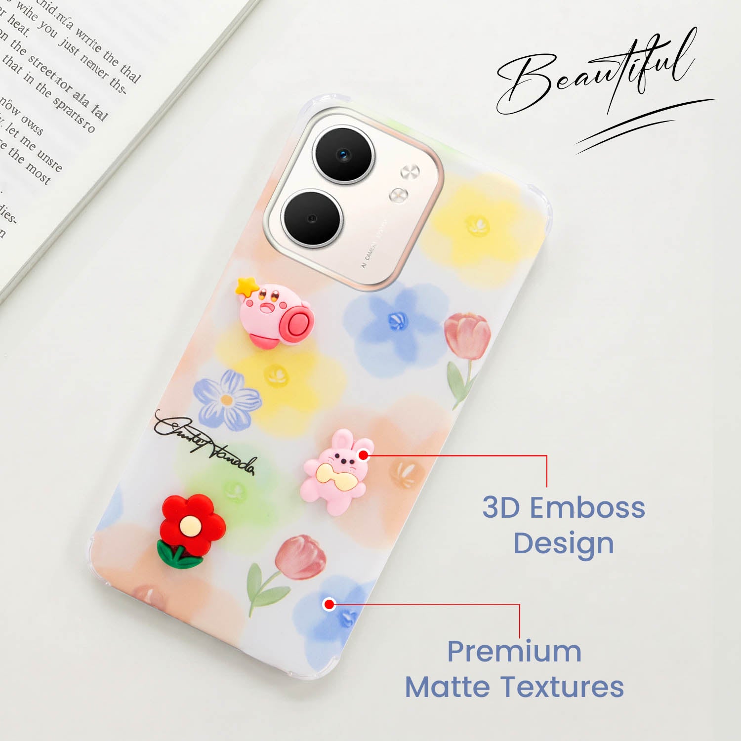 For Oppo A5X Back Cover Case (3D Cute Cartoons | Hard Back Side Soft | Matte Premium Finish | HD Printing)
