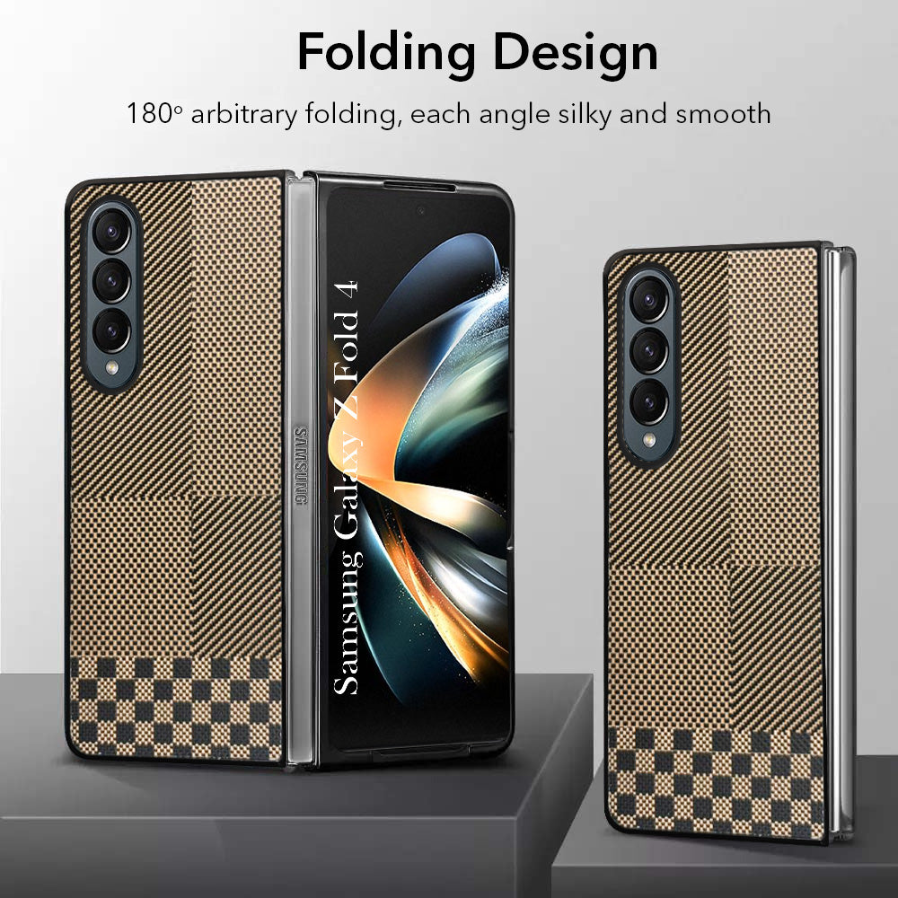 For Samsung Galaxy Z Fold 4 5G Back Flip Case Cover (Craft Printed Design | Hybrid Texture | Inside Microfiber Cloth)