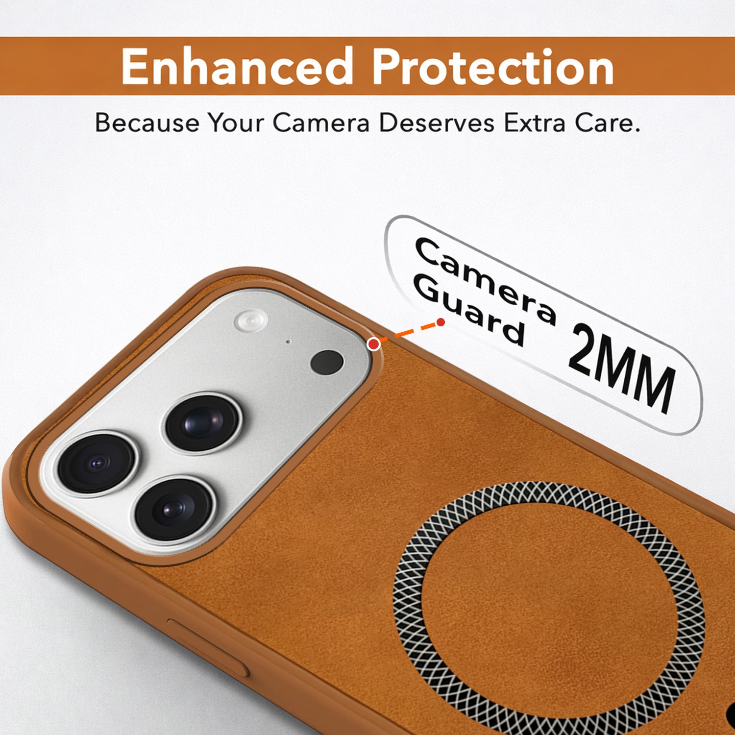 For Apple iPhone 17 Pro Back Cover Case Leather Finish (MagSafe Compatible Wireless Charging | Soft Touch | Camera Bump Protection)
