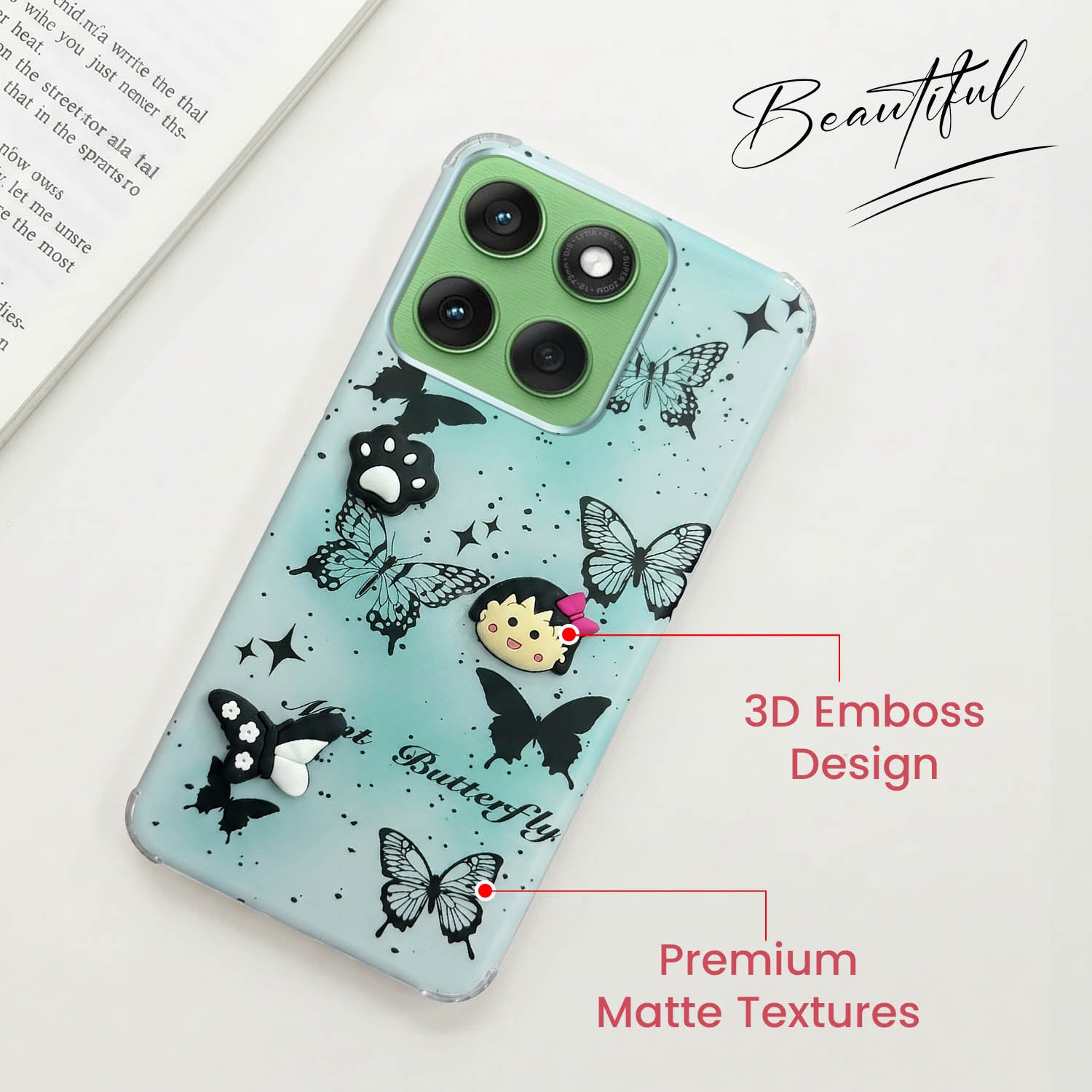 For Motorola Moto Edge 60 Back Cover Case (3D Cute Cartoons | Hard Back Side Soft | Matte Premium Finish | HD Printing)