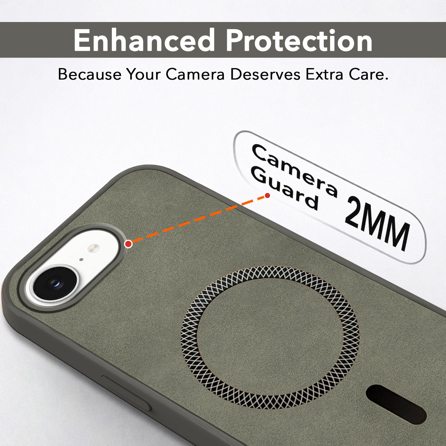 For Apple iPhone 16e | Apple iPhone 17e Back Cover Case Leather Finish (MagSafe Compatible Wireless Charging | Soft Touch | Camera Bump Protection)