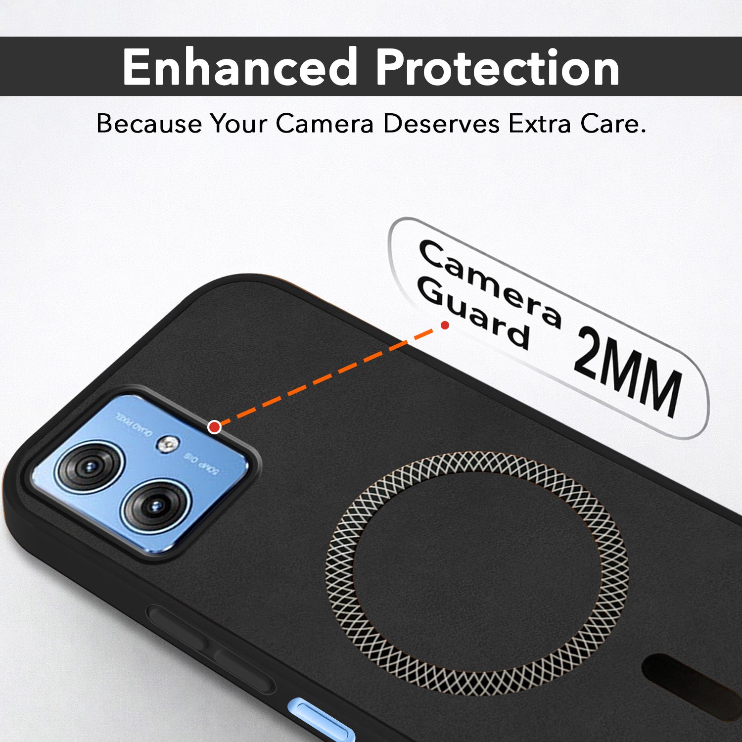For Motorola Moto G64 5G Back Cover Case Leather Finish (MagSafe Compatible Wireless Charging | Soft Touch | Camera Bump Protection)