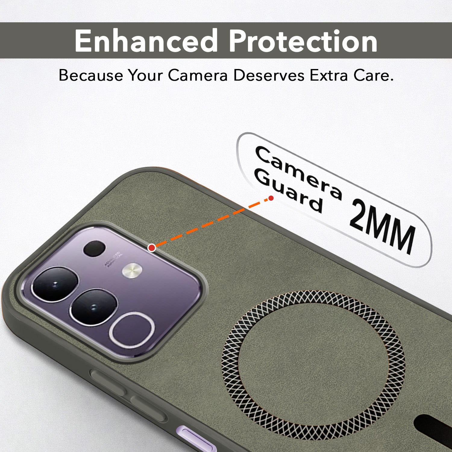For Vivo T4x | Vivo Y31 Pro Back Cover Case Leather Finish (MagSafe Compatible Wireless Charging | Soft Touch | Camera Bump Protection)