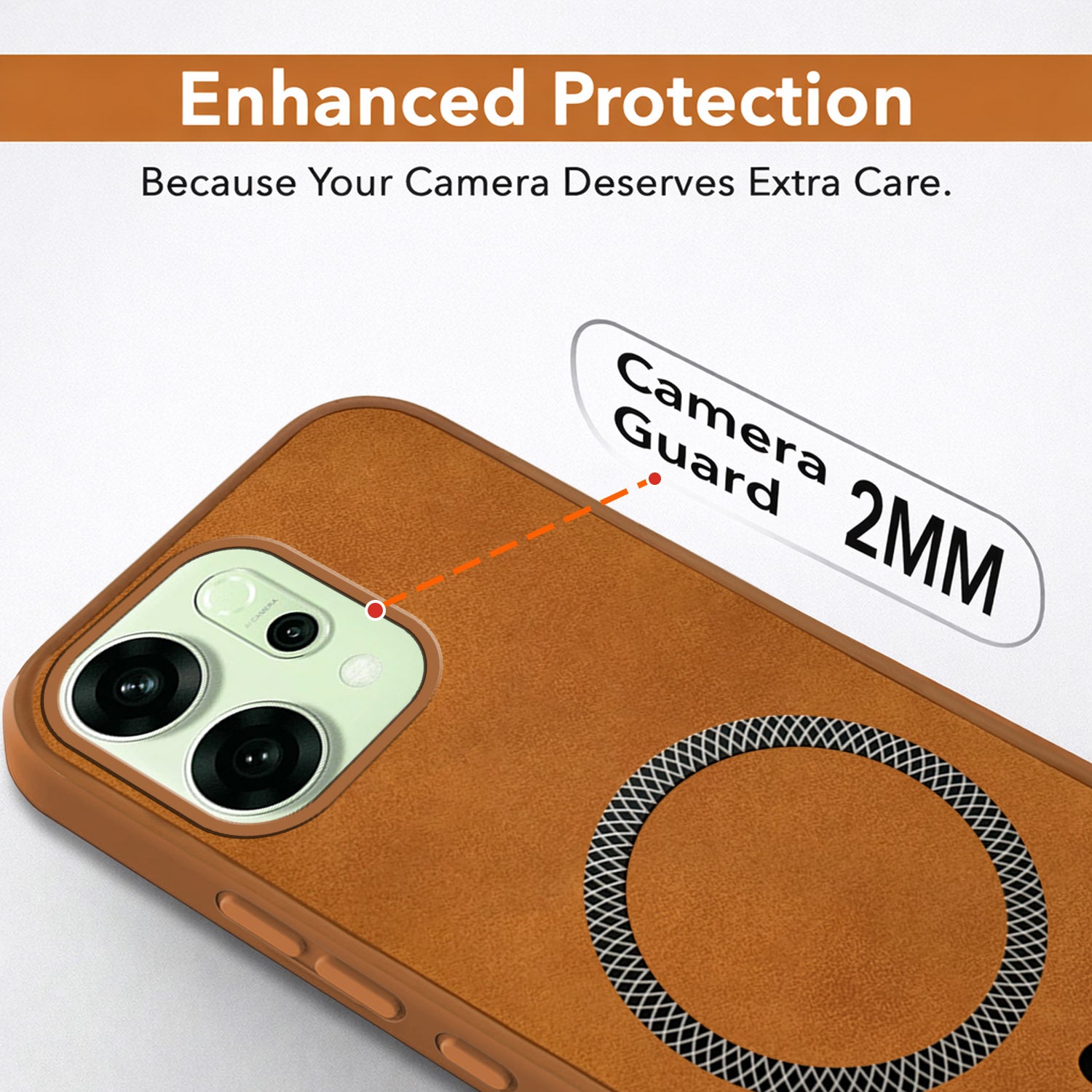 For Oppo Reno14 5G | Oppo Reno 14 5G Back Cover Case Leather Finish (MagSafe Compatible Wireless Charging | Soft Touch | Camera Bump Protection)