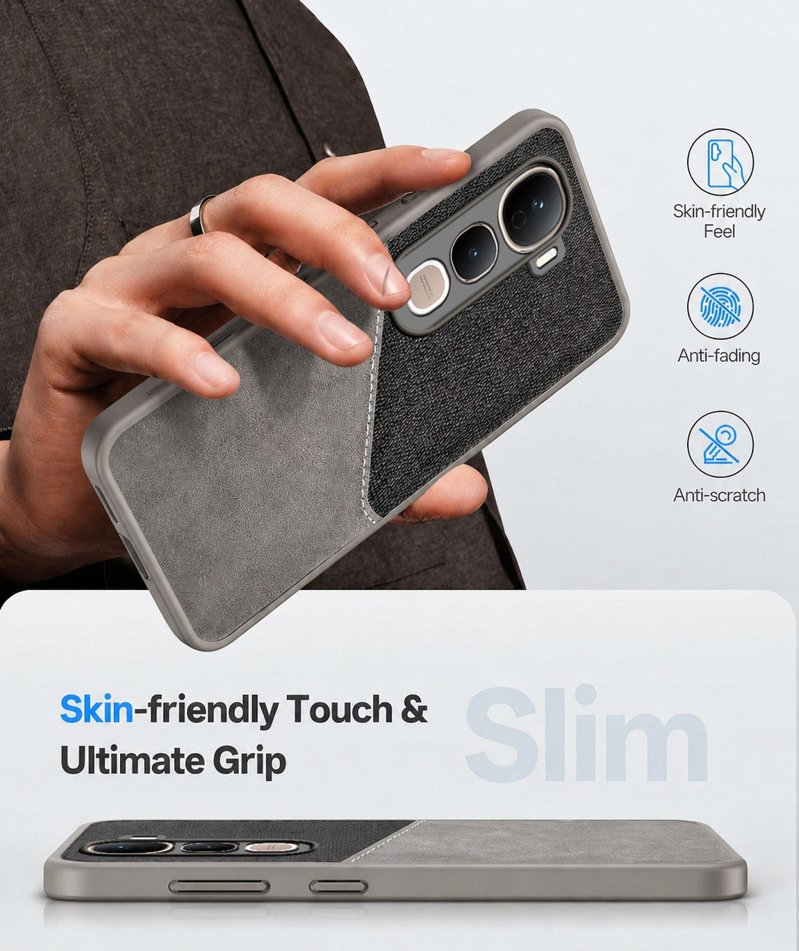 For Vivo Y400 Pro Back Cover Case (Dual PU Leather Stitch | Professional Minimalist | Soft and Flexible)