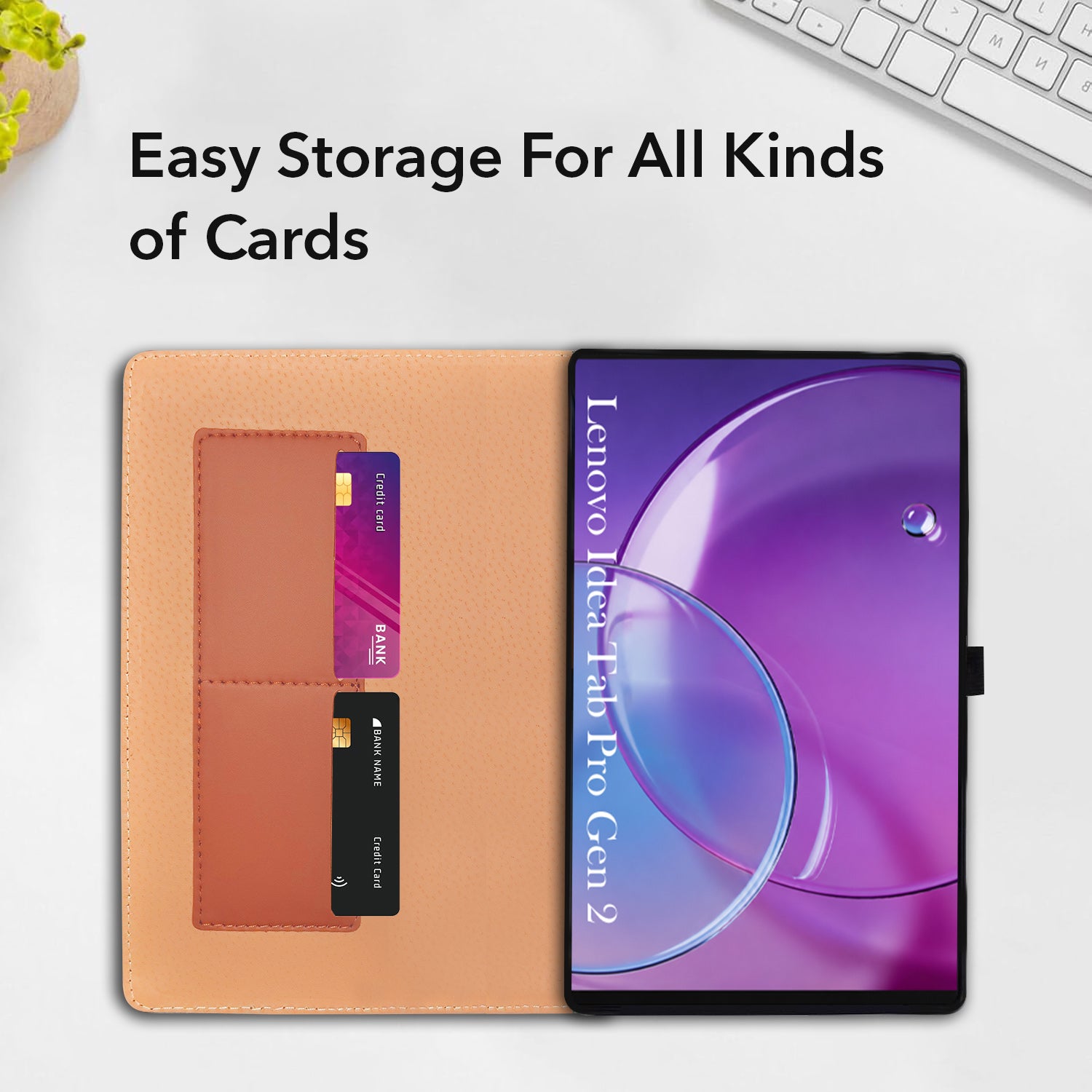 For Lenovo Idea Tab Pro Gen 2 13 Inch TB-390FU Flip Cover Folio Cover (PU Leather | Multi-Angle Smart Stand | Card Storage Slots | Silicone Back Pouch)
