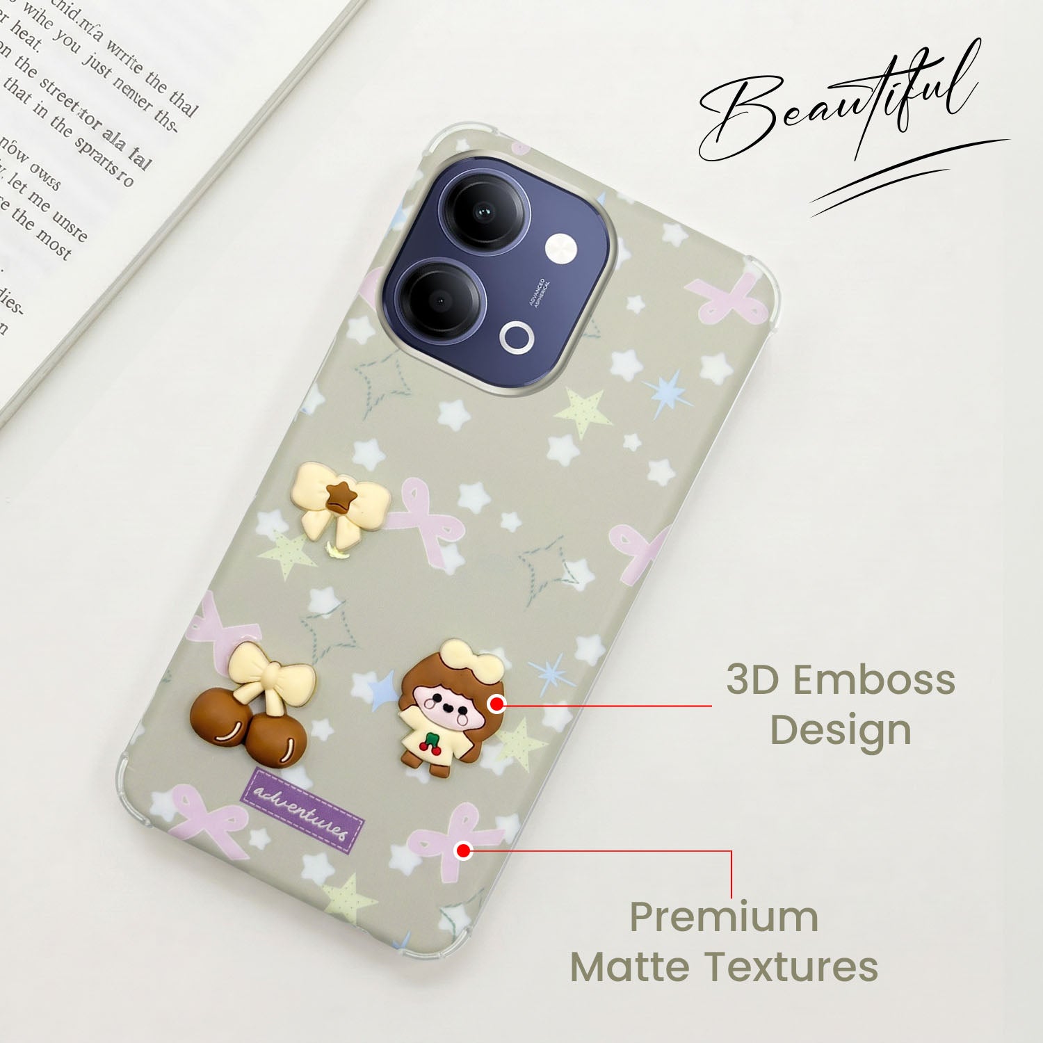 For Vivo iQOO Z11 Lite Back Cover Case (3D Cute Cartoons | Hard Back Side Soft | Matte Premium Finish | HD Printing)