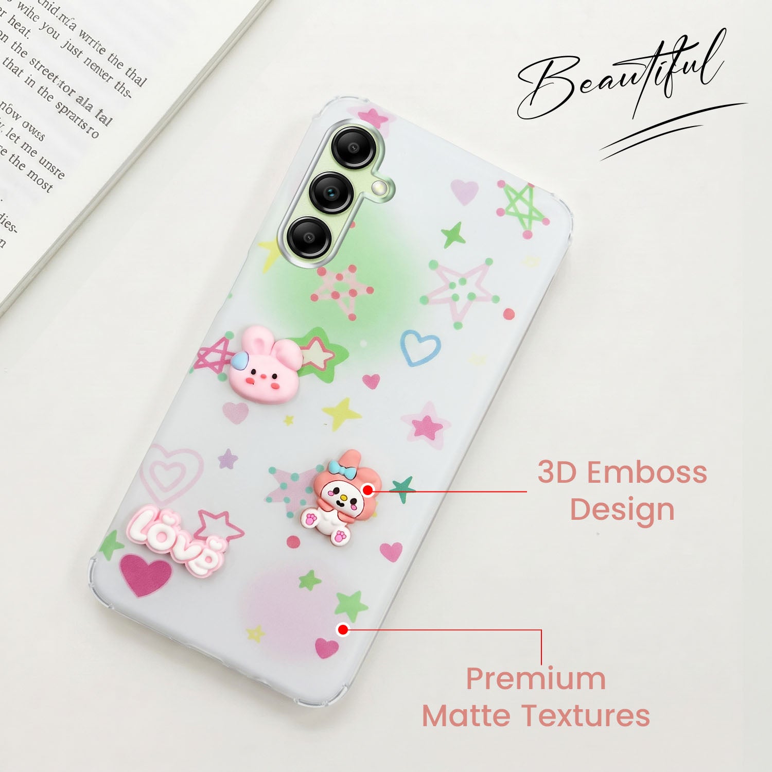 For Samsung Galaxy A14 4G | 5G Back Cover Case (3D Cute Cartoons | Hard Back Side Soft | Matte Premium Finish | HD Printing)